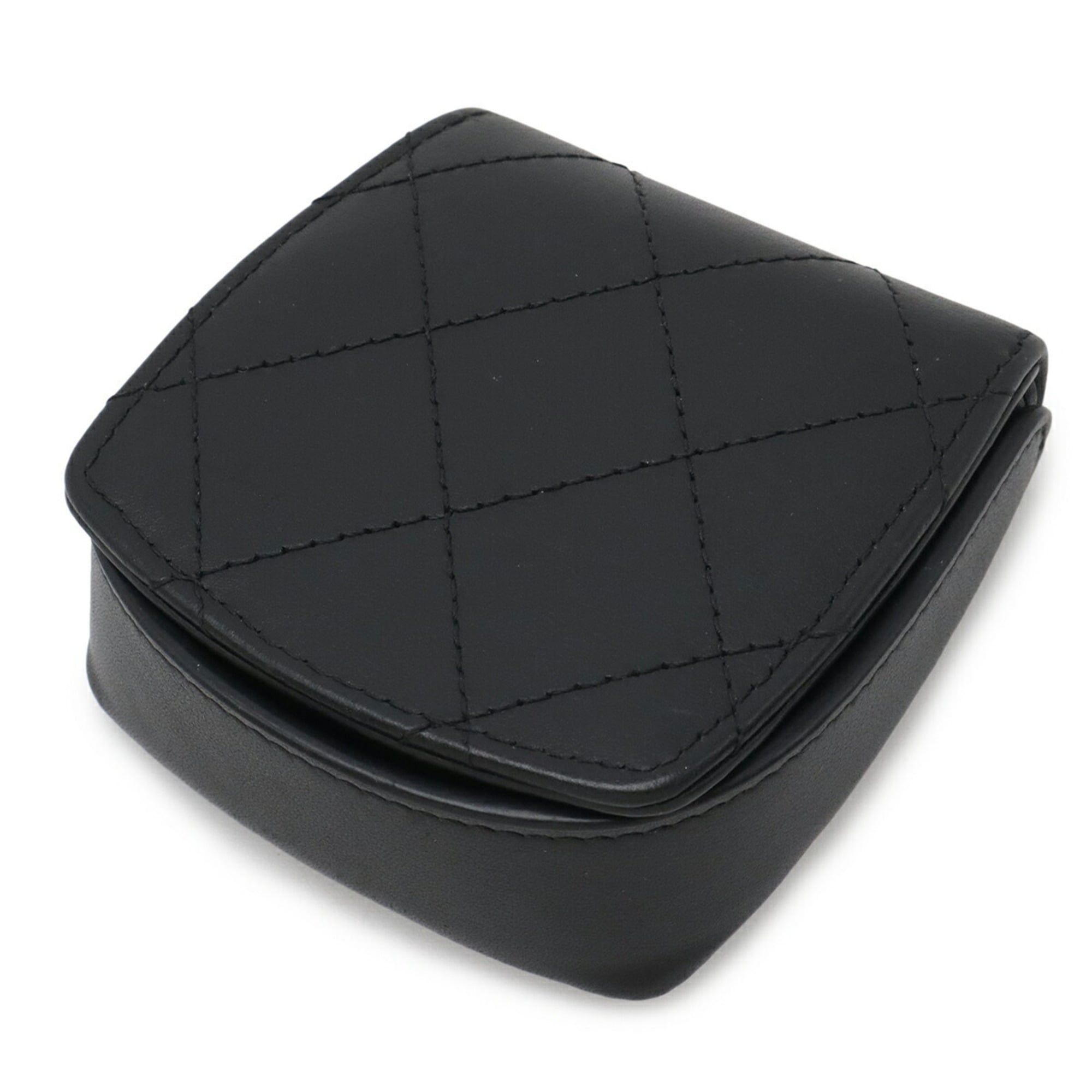 Chanel Black Leather Coin Purse/Coin Case (Pre-Owned)