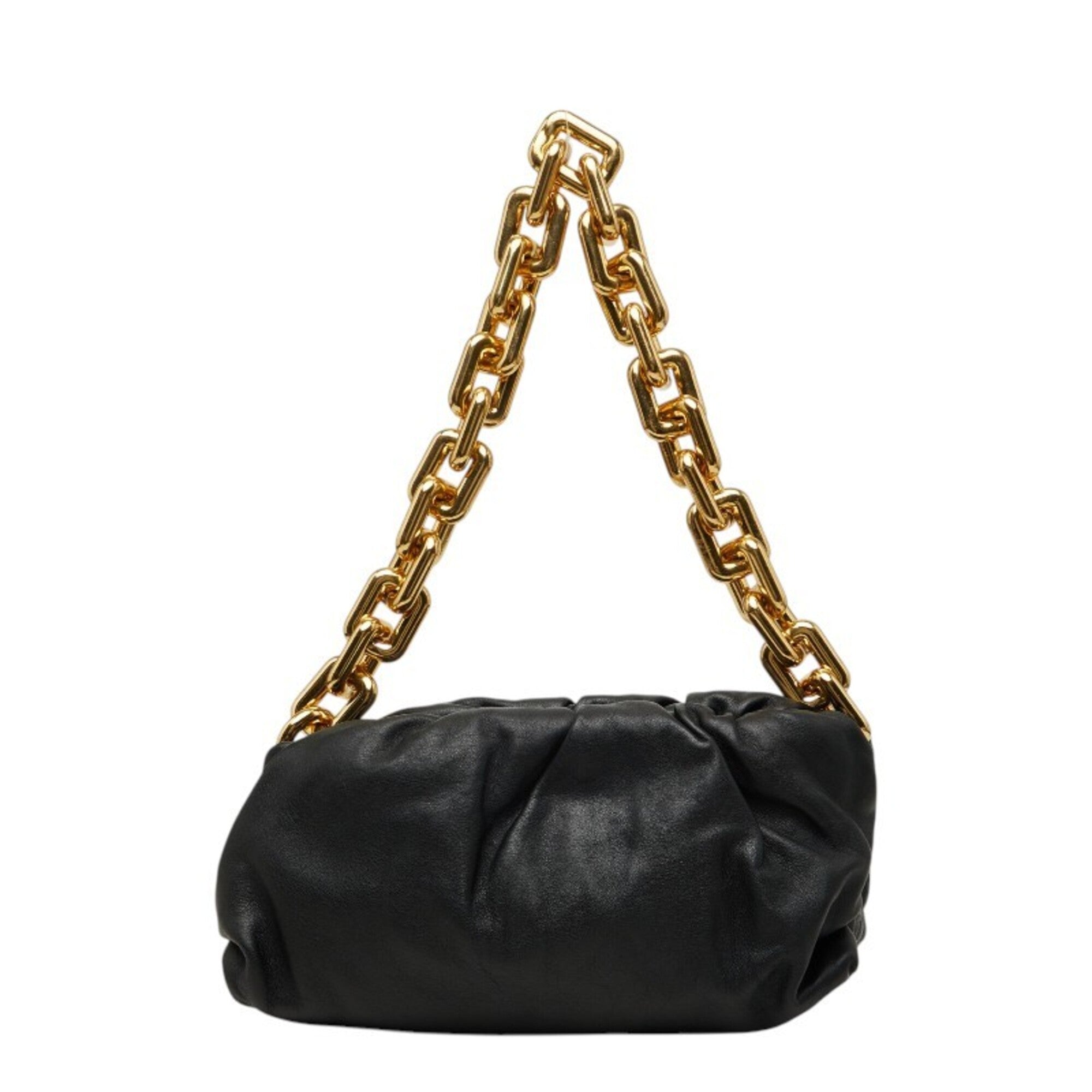 Bottega Veneta Black Leather Clutch Bag Handbag (Pre-Owned)