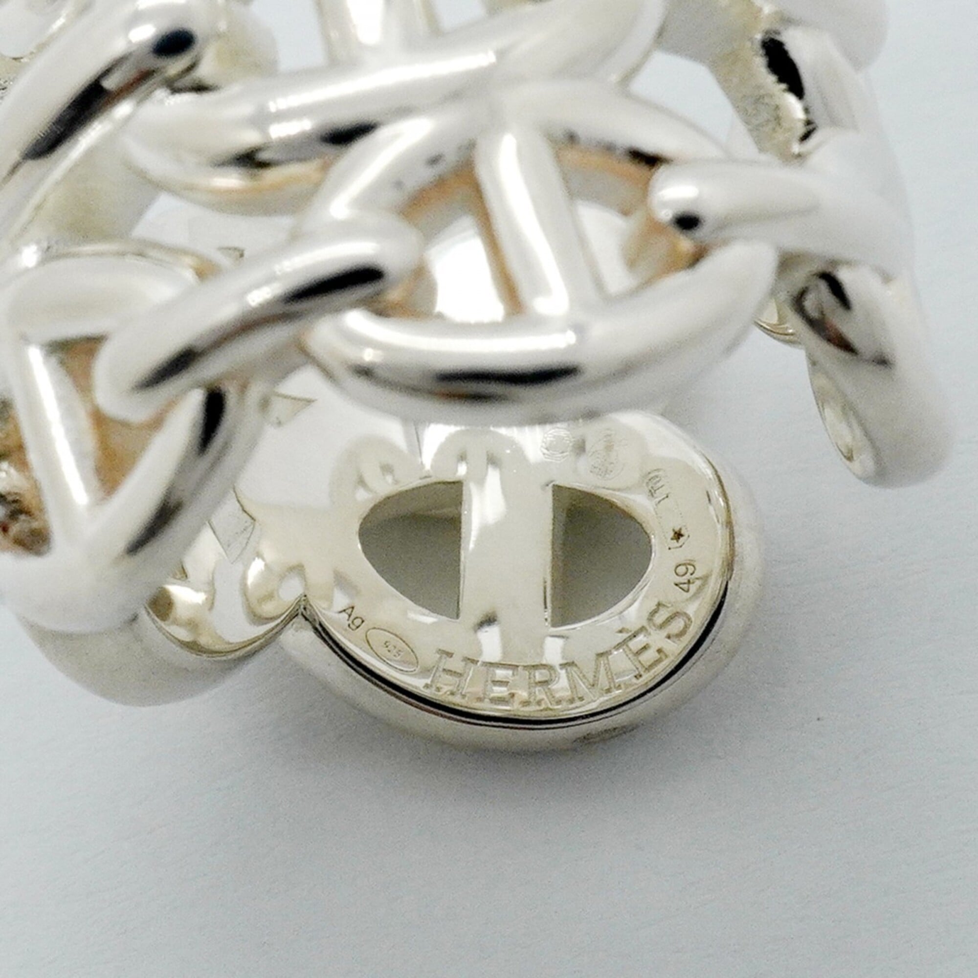 Hermes Silver 925 Band Ring (Pre-Owned)