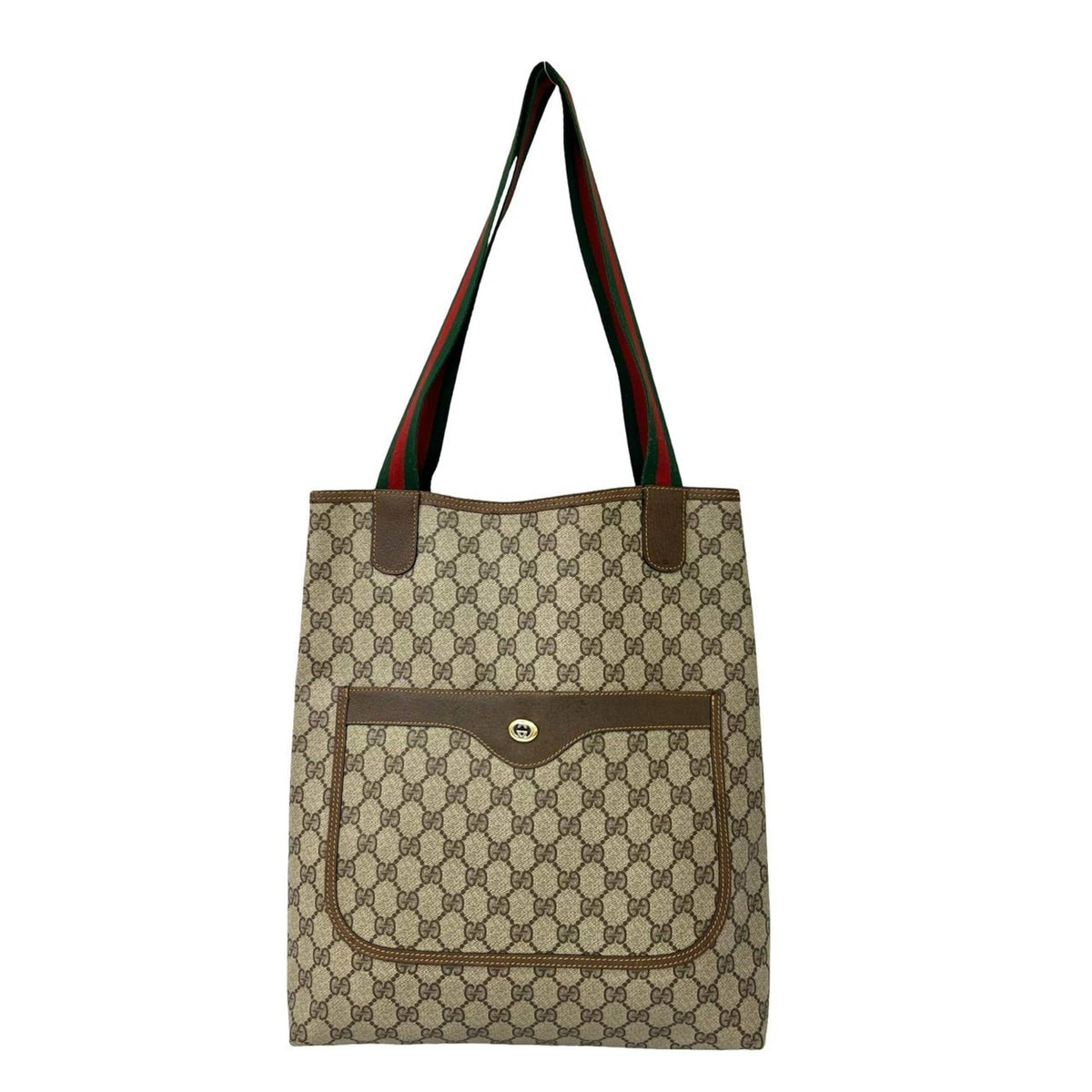 Gucci Brown Leather Pvc Shoulder Bag Tote Bag (Pre-Owned)