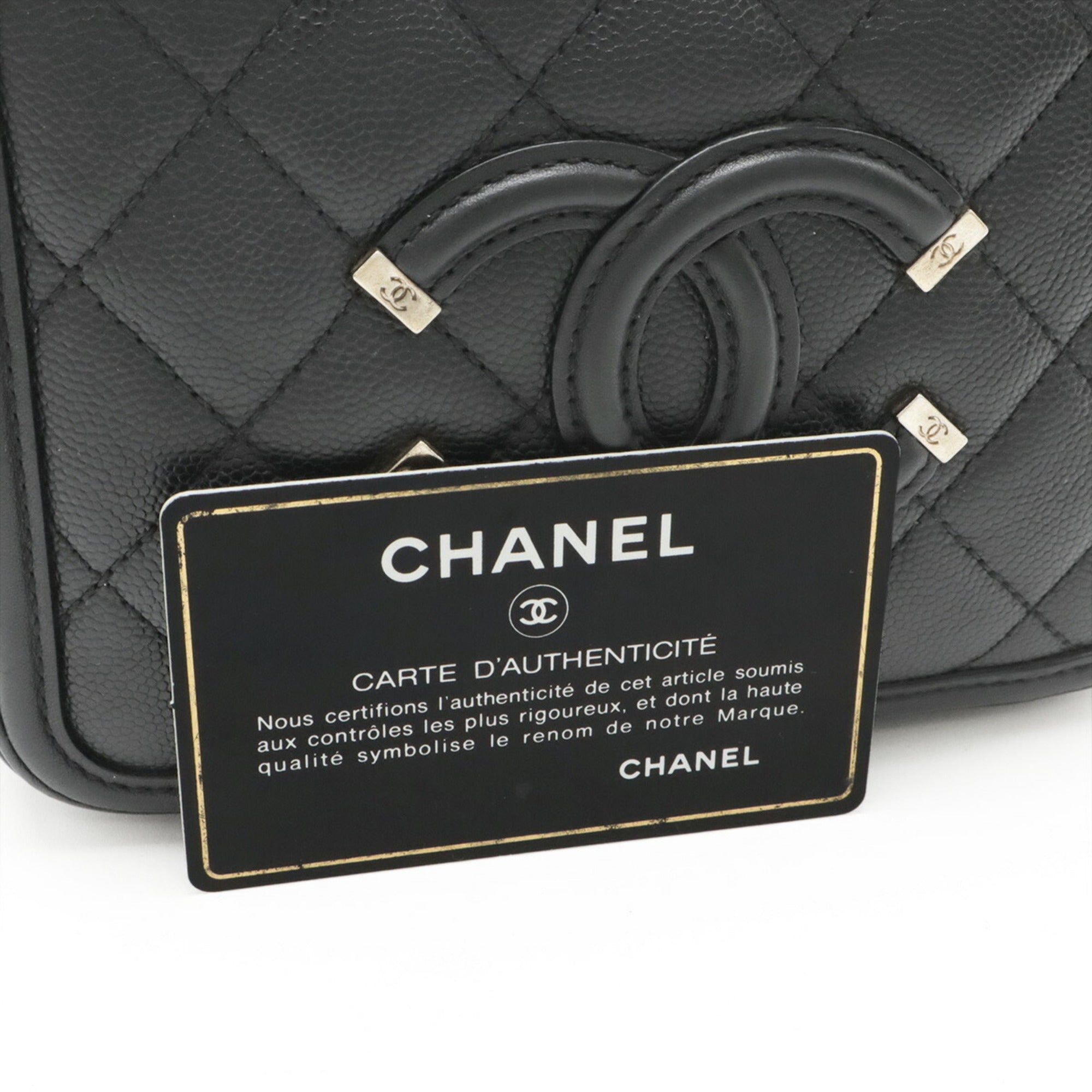Chanel Black Grained Calfskin Handbag Shoulder Bag Vanity Bag (Pre-Owned)