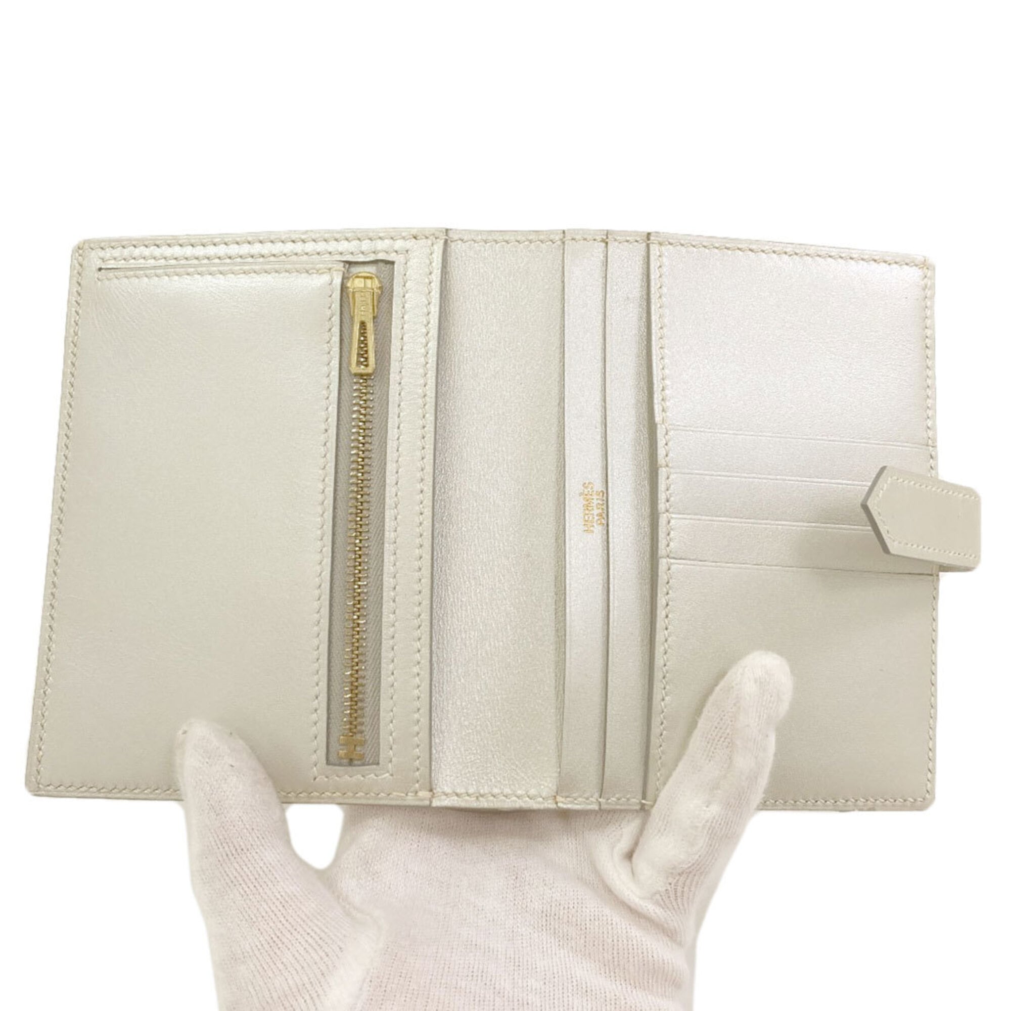 Hermes Silver Box Calf Leather Wallet (Bi-Fold) (Pre-Owned)