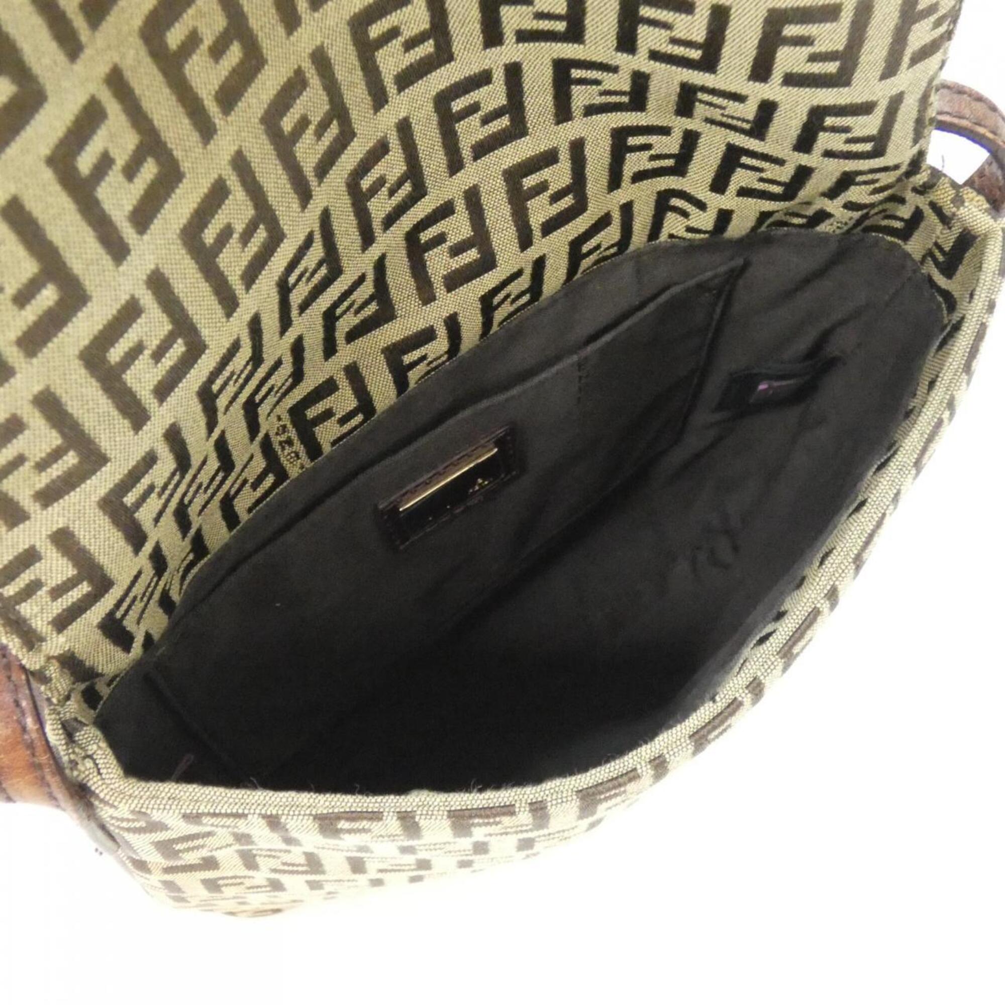 Fendi Beige Canvas Shoulder Bag (Pre-Owned)