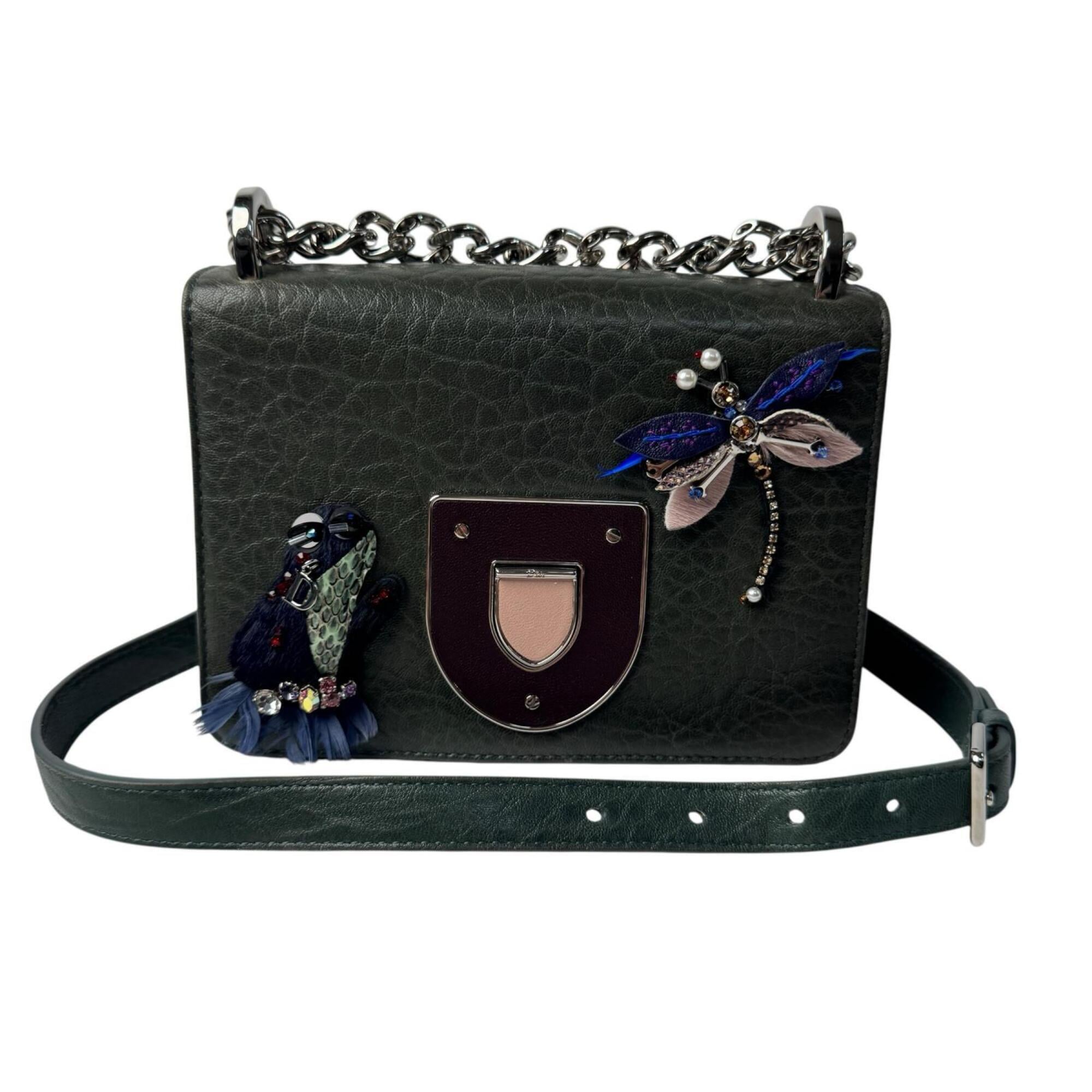 Christian Dior Dark Green Leather Shoulder Bag (Pre-Owned)