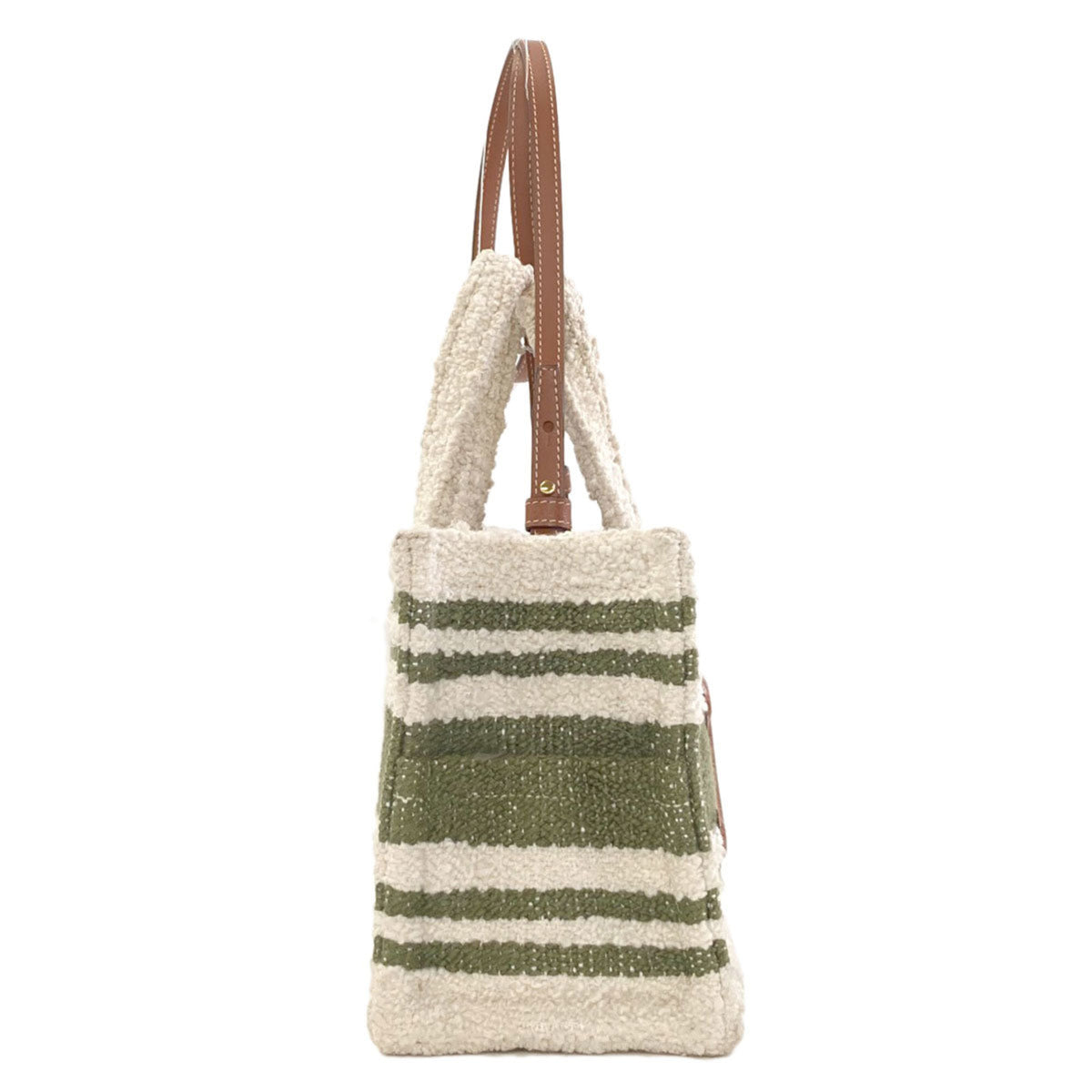 Celine Green White Canvas Handbag (Pre-Owned)