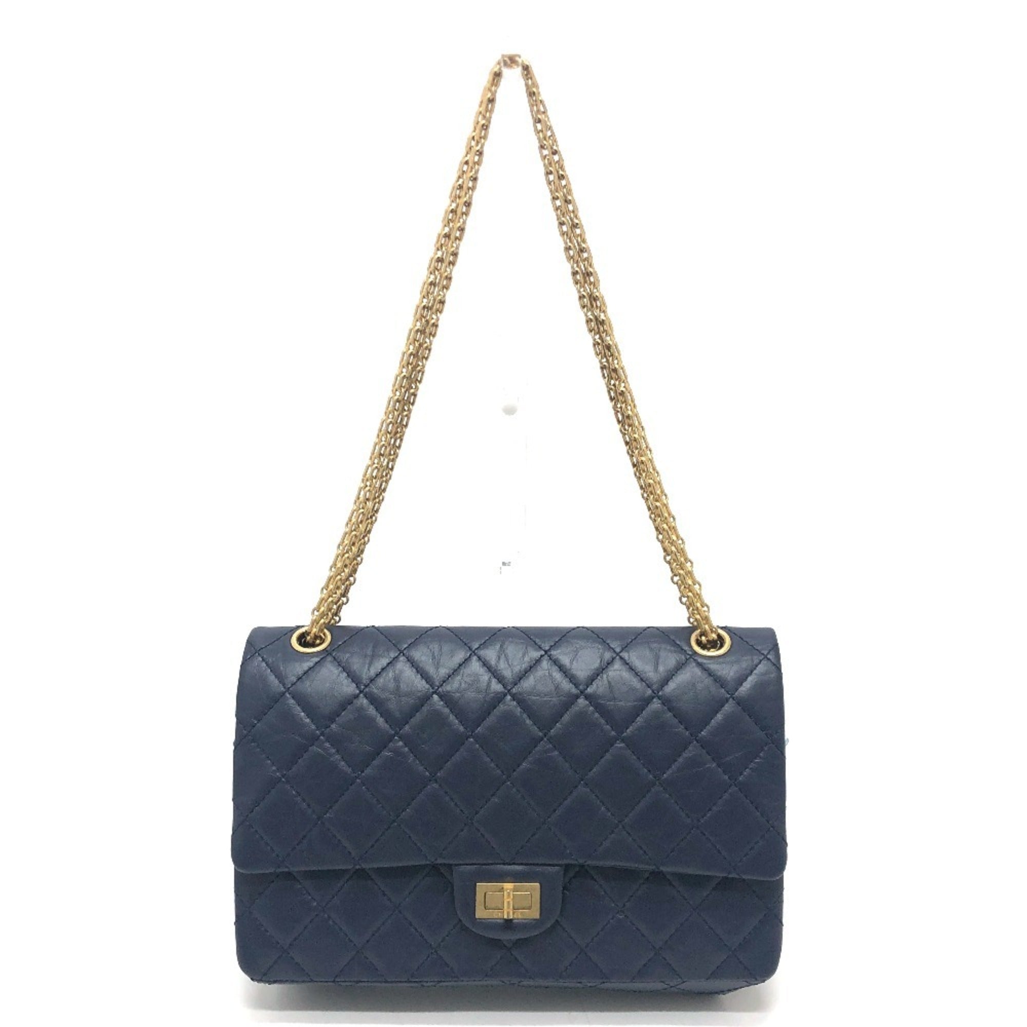 Chanel Navy Leather Shoulder Bag (Pre-Owned)