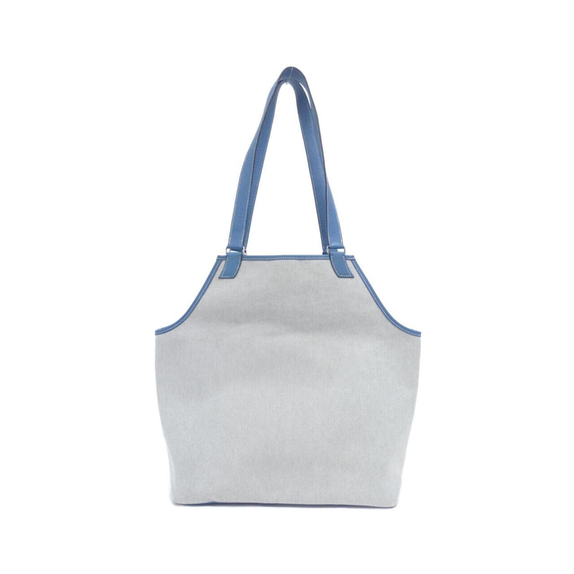 Hermes Jardinier Blue Jean Toile H Taurillon Clemence Leather Shoulder Bag (Pre-Owned)