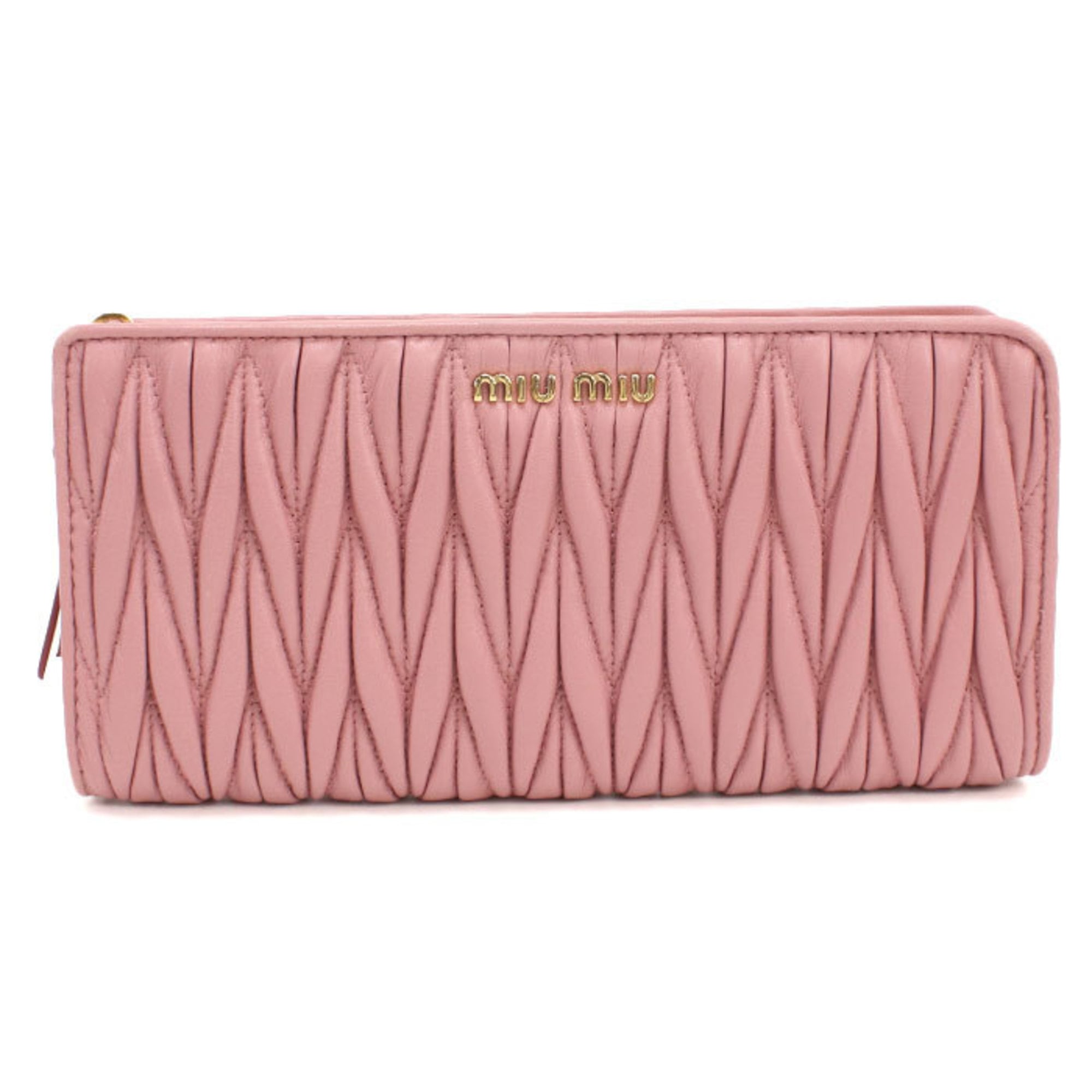 Miu Miu Pink Leather Long Wallet (Bi-Fold) (Pre-Owned)