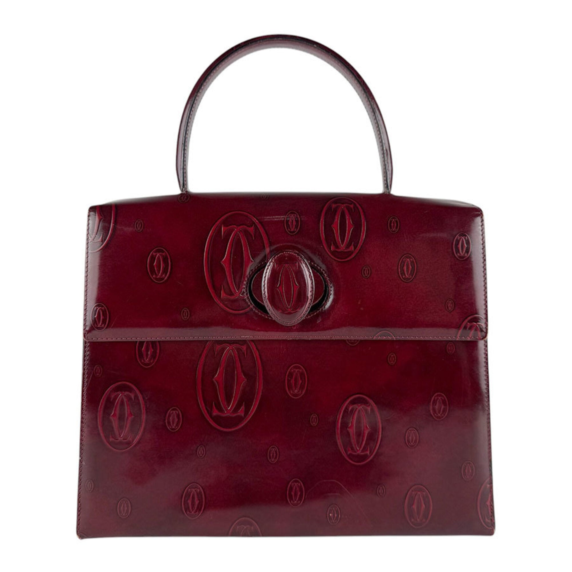 Cartier Bordeaux Leather Handbag (Pre-Owned)