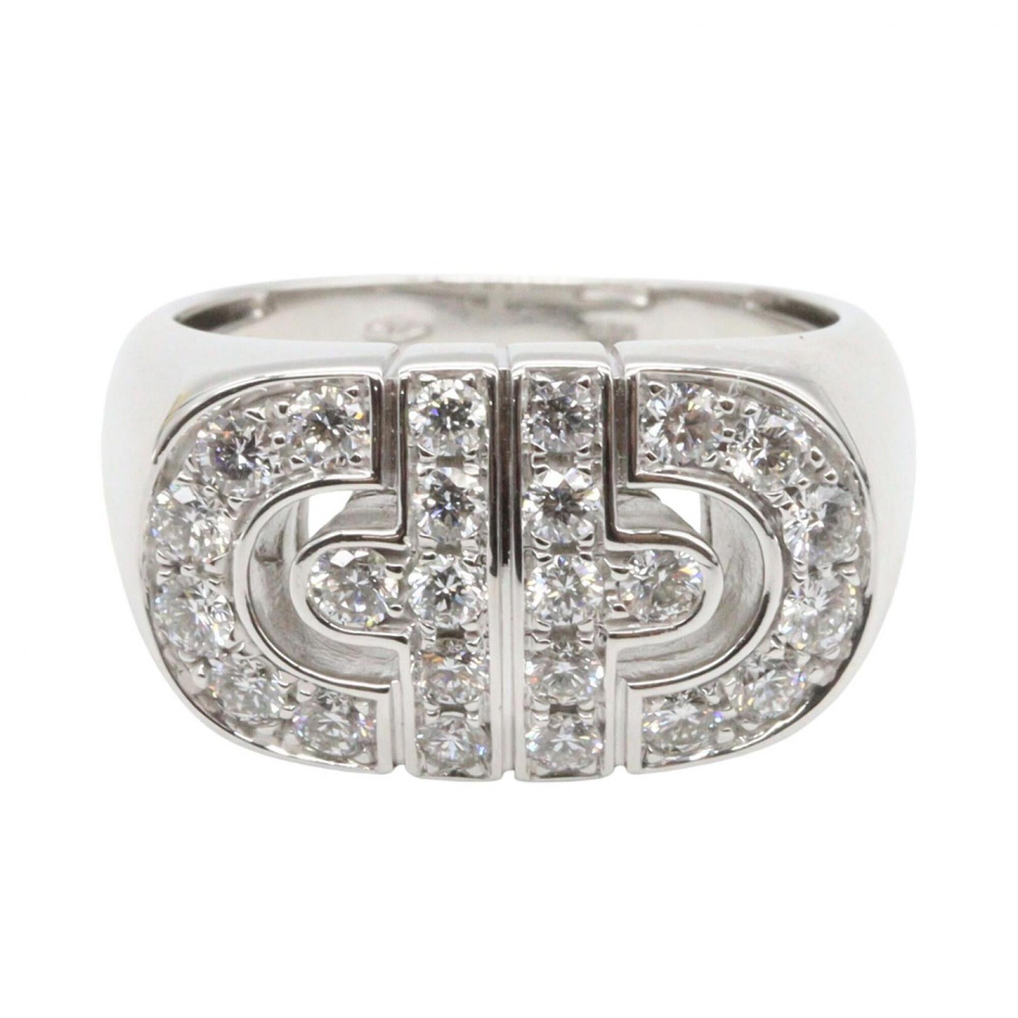 Bvlgari Silver Clear White Gold (18K) Band Ring (Pre-Owned)