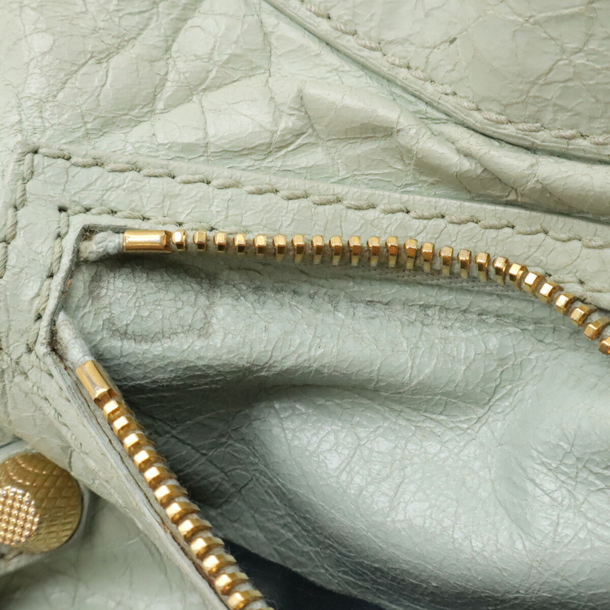 Balenciaga Light Green Leather Clutch Bag Pochette Shoulder Bag (Pre-Owned)