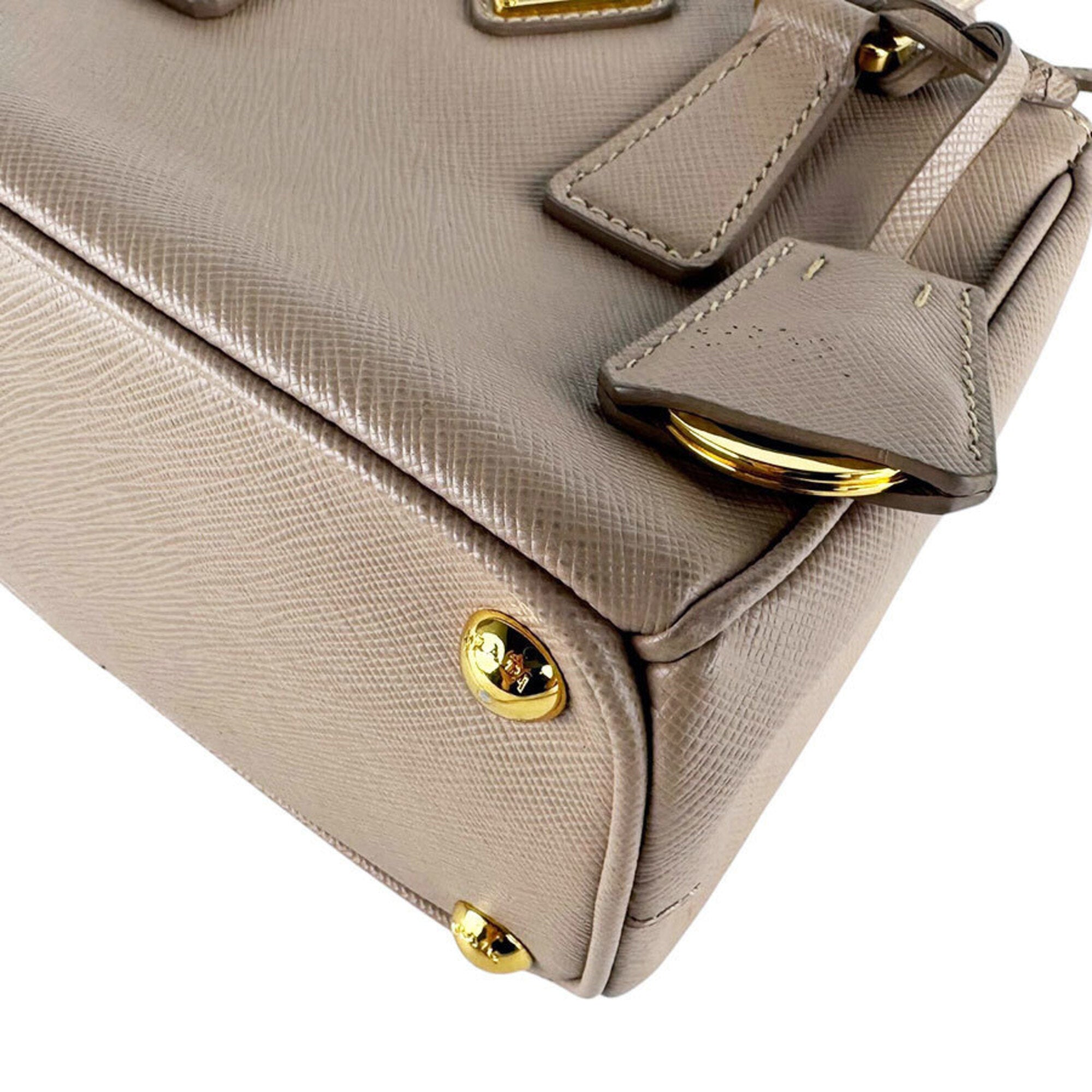 Prada Grayish Leather Handbag Shoulder Bag (Pre-Owned)