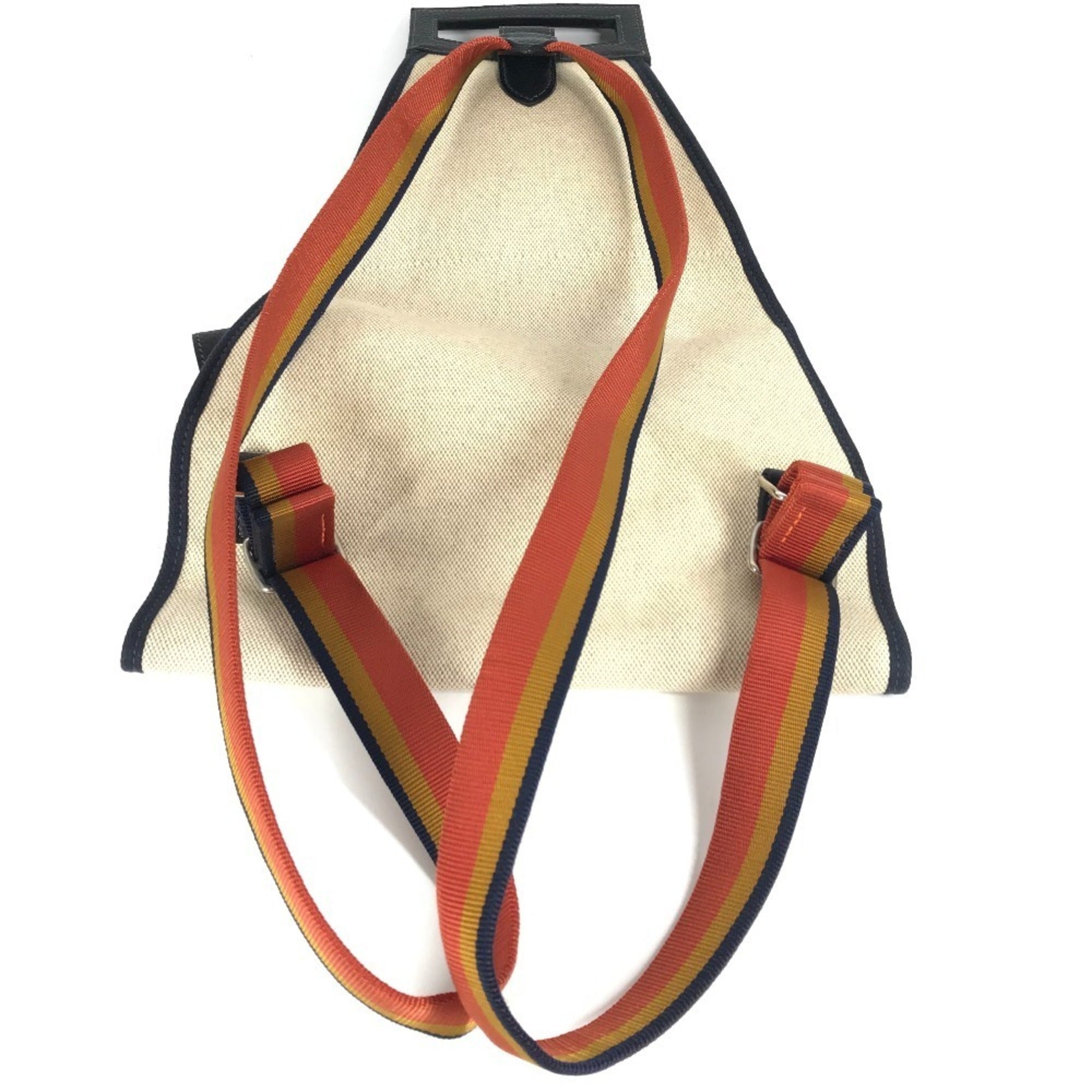Hermes Beige Orange Toile H Backpack Handbag (Pre-Owned)