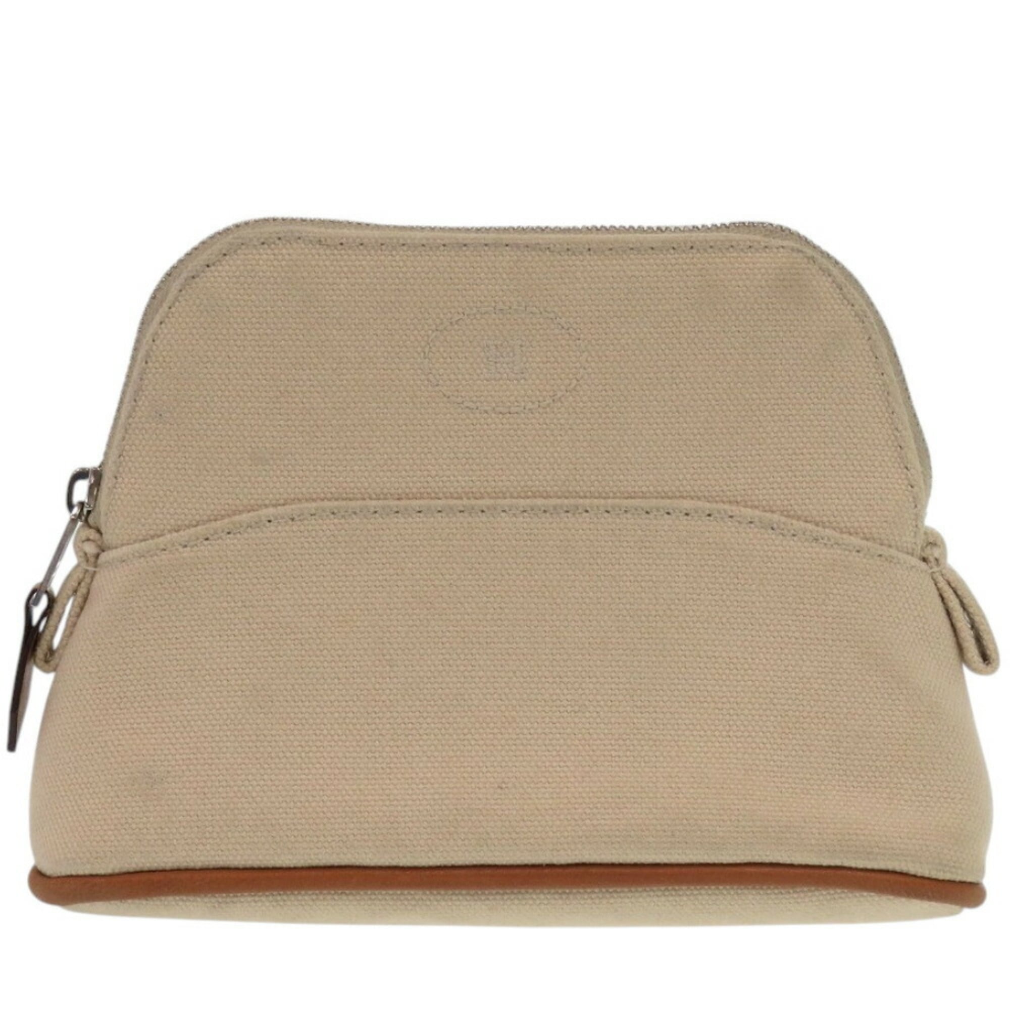 Hermes Beige Orange Cotton Leather Pouch (Pre-Owned)