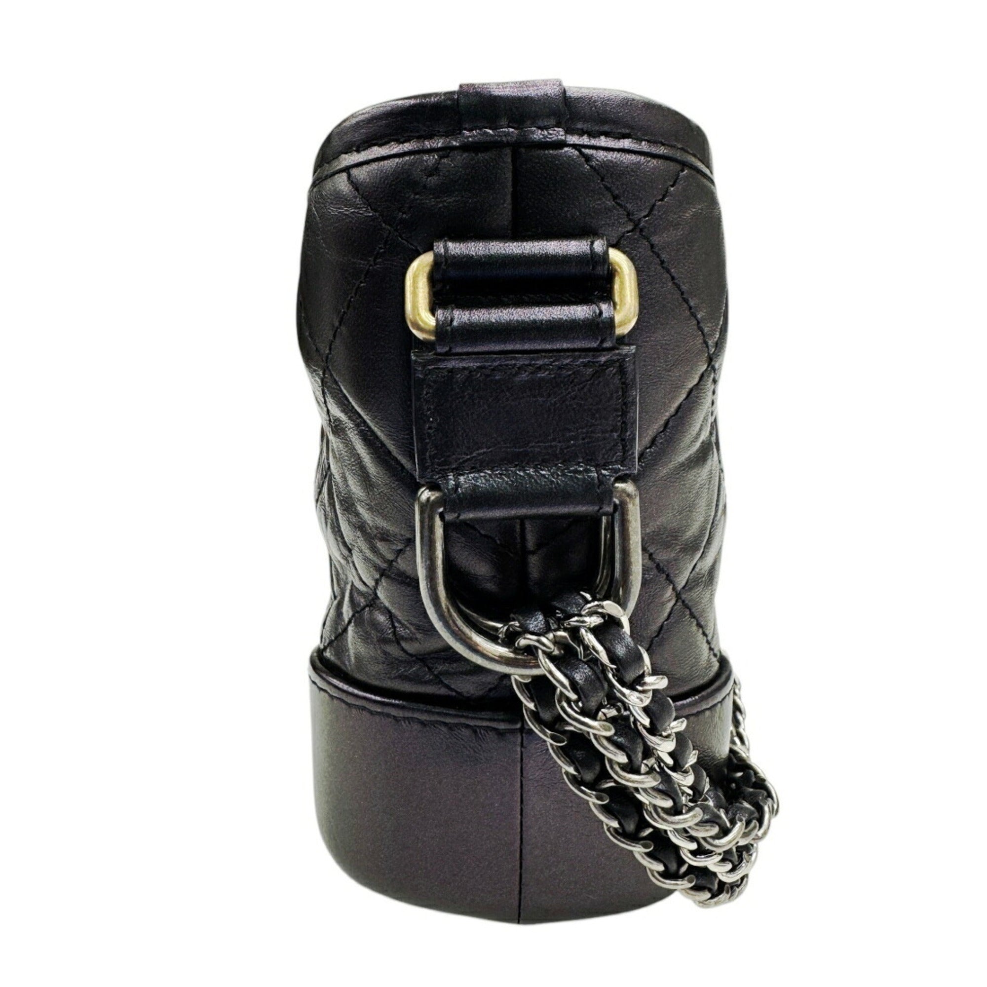 Chanel Metallic Black Leather Shoulder Bag (Pre-Owned)