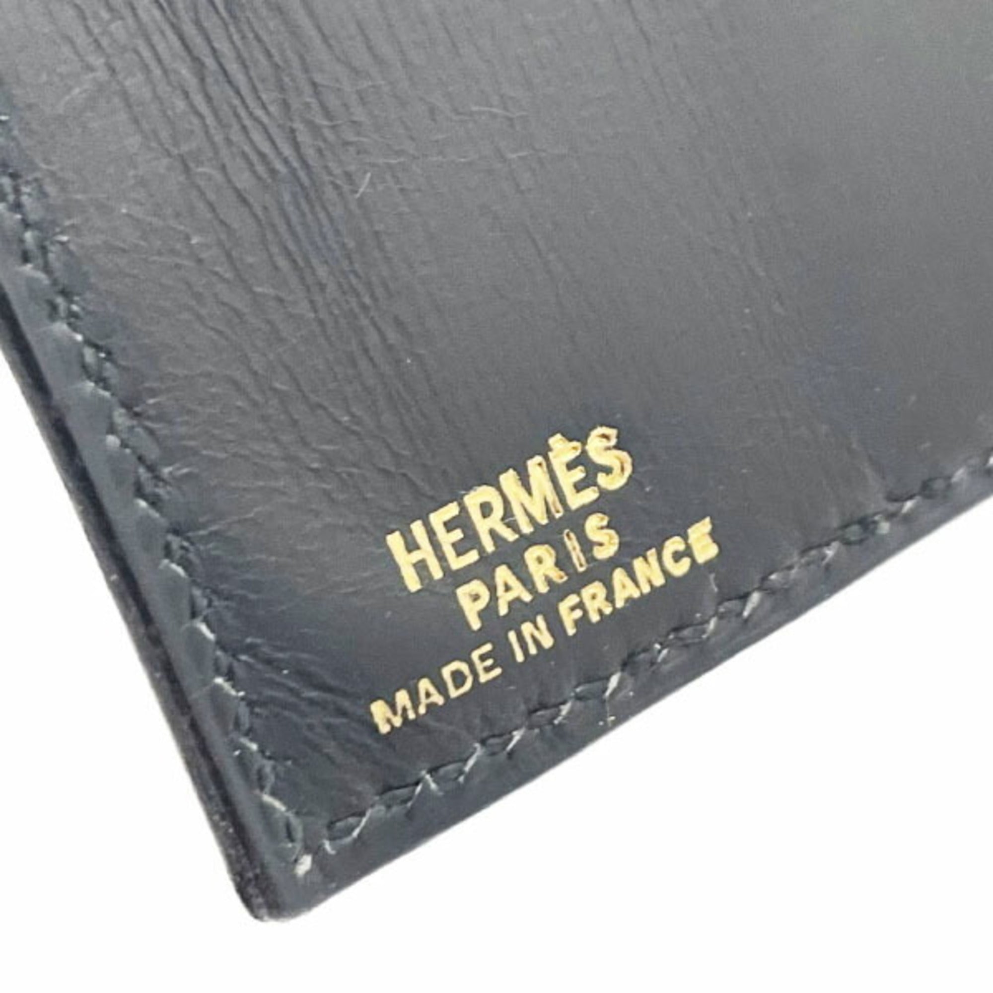 Hermes Kara Black Leather Bill Wallet (Bi-Fold) (Pre-Owned)