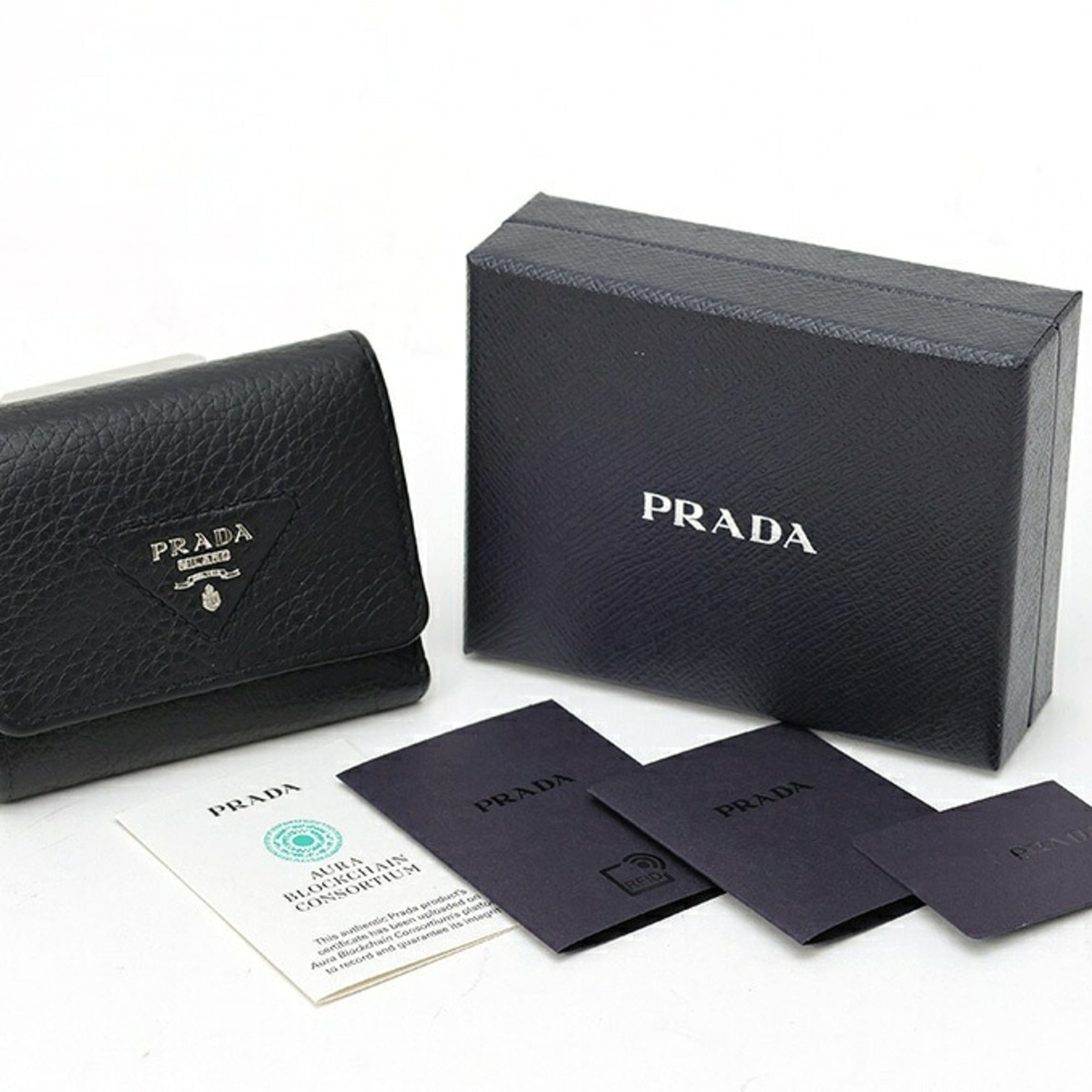 Prada Black Leather Wallet (Tri-Fold) (Pre-Owned)