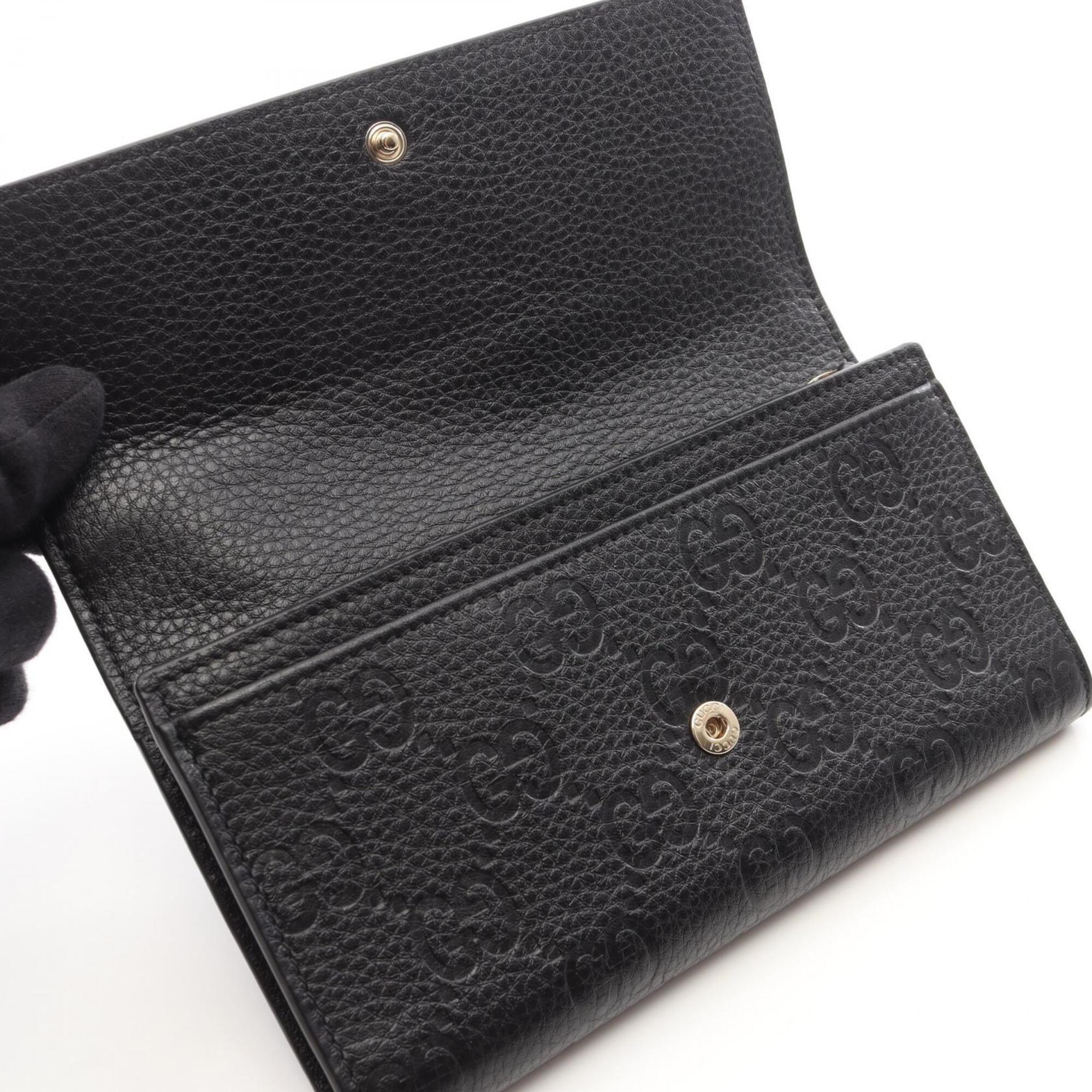 Gucci Black Leather Long Wallet (Bi-Fold) (Pre-Owned)