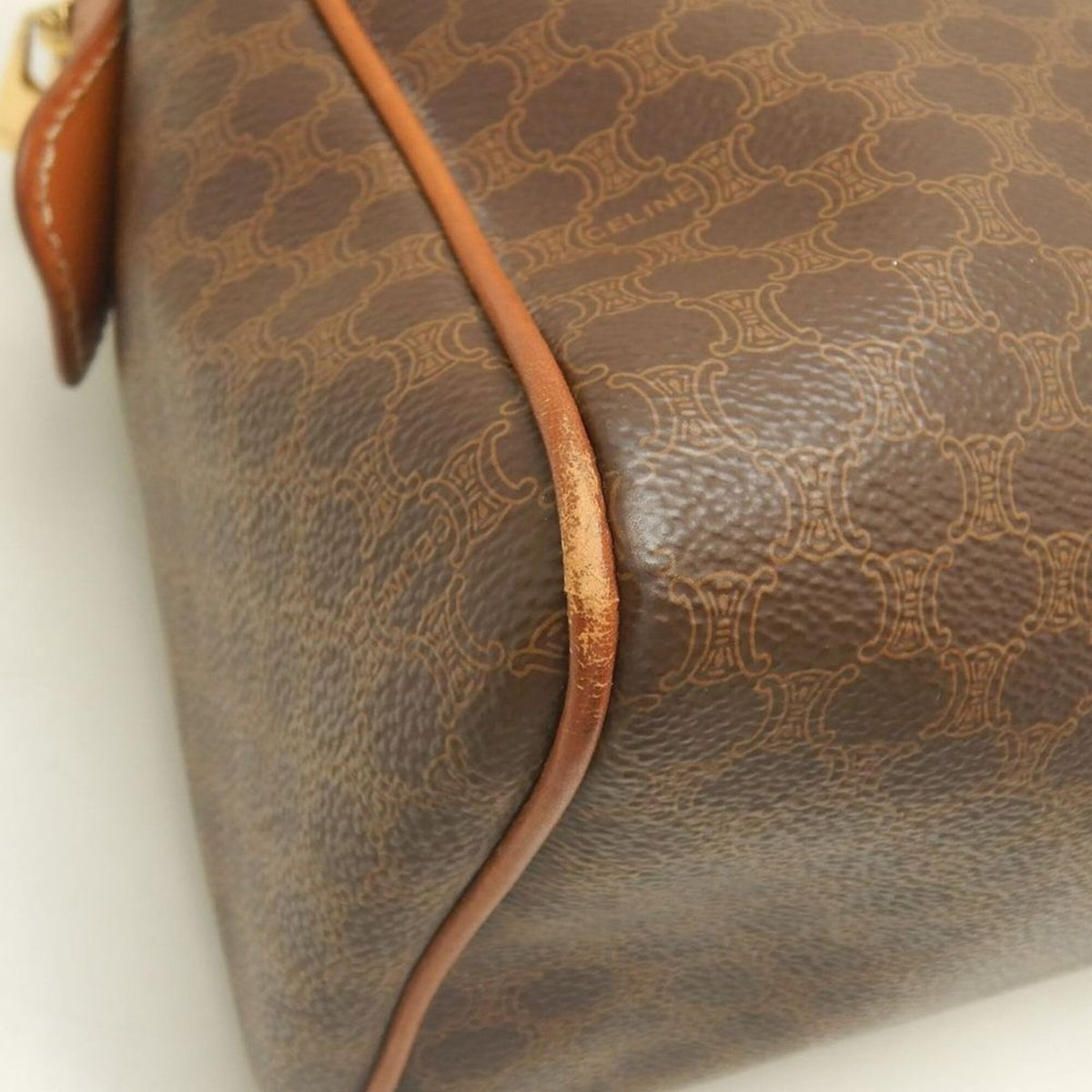Celine Macadam Brown Coated Canvas Leather Handbag (Pre-Owned)