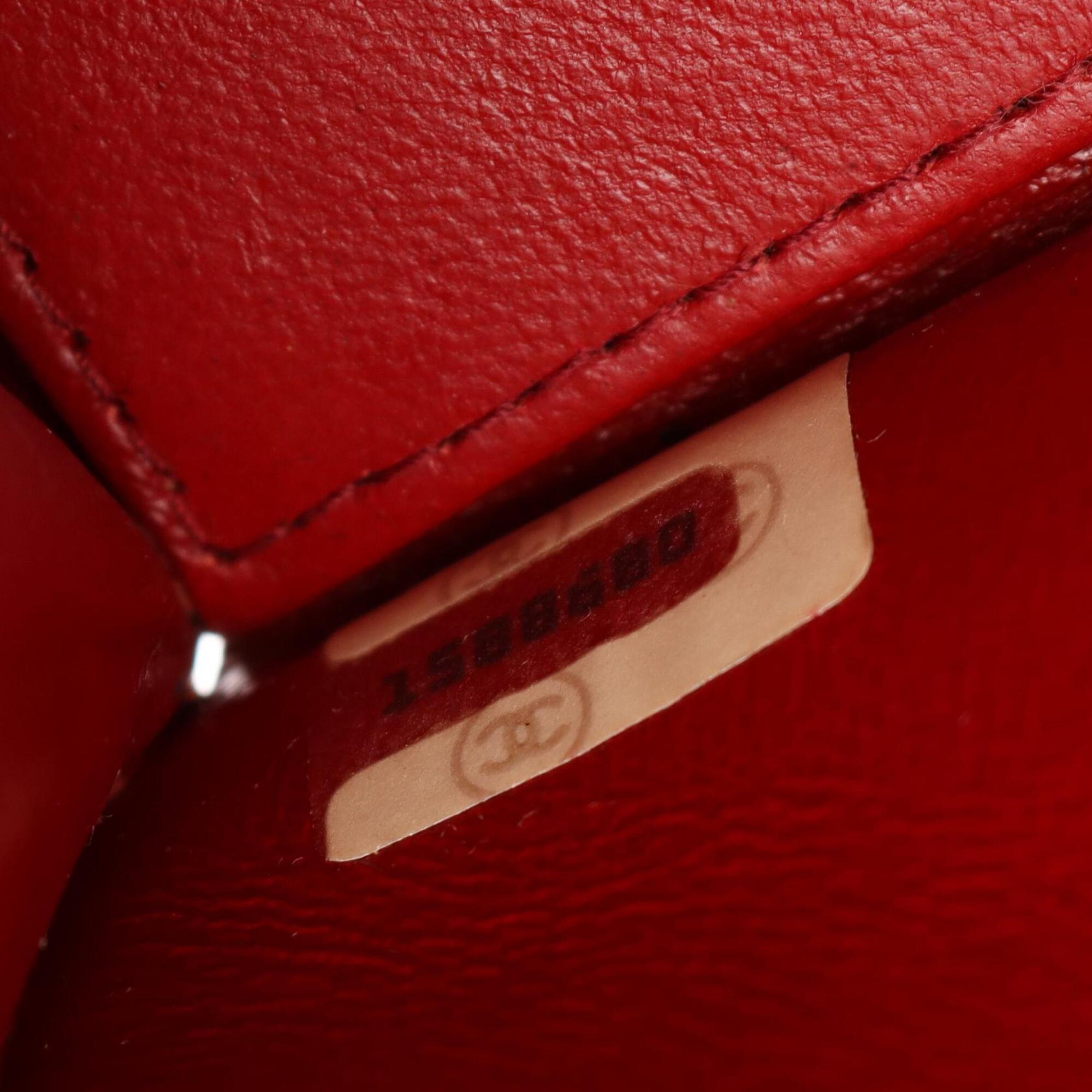 Chanel Black Red Color Leather Handbag Shoulder Bag (Pre-Owned)