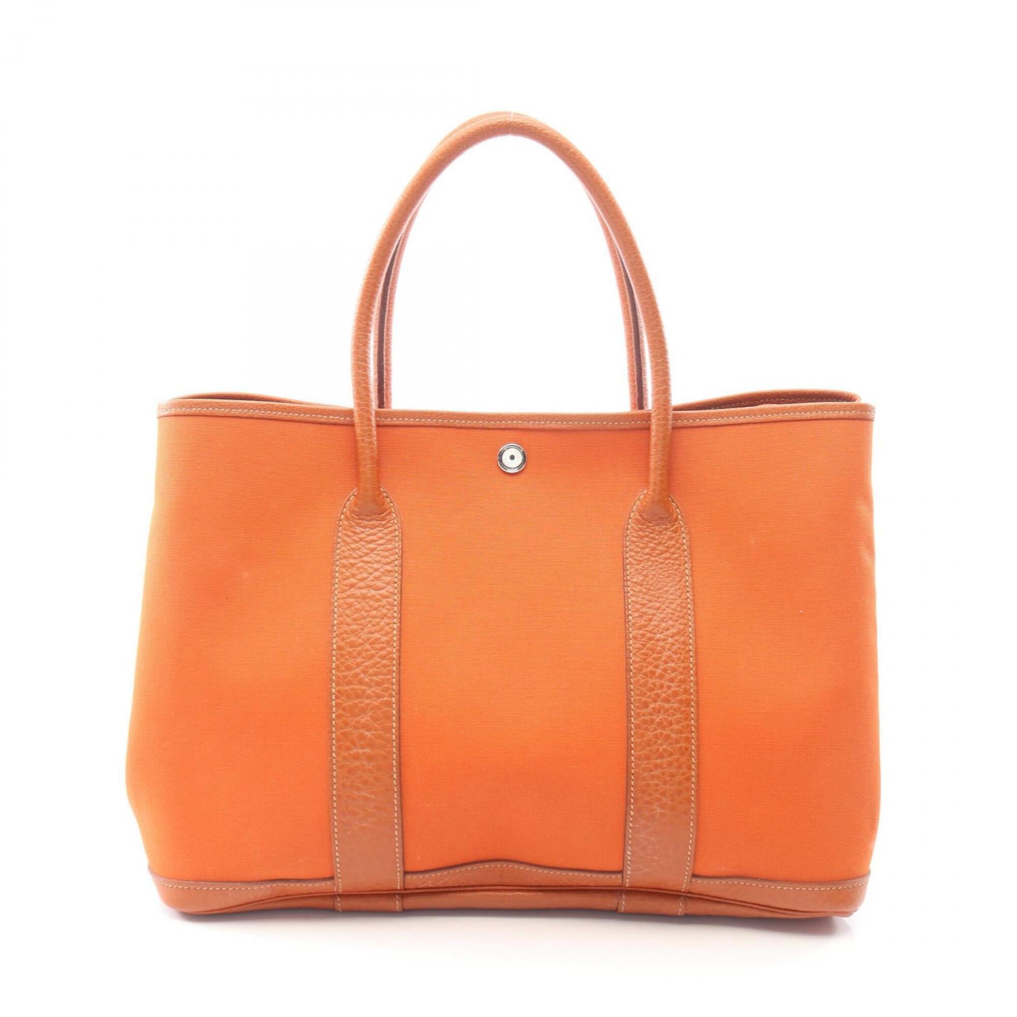 Hermes Brown Buffalo Leather Toile Officier Handbag Tote Bag (Pre-Owned)
