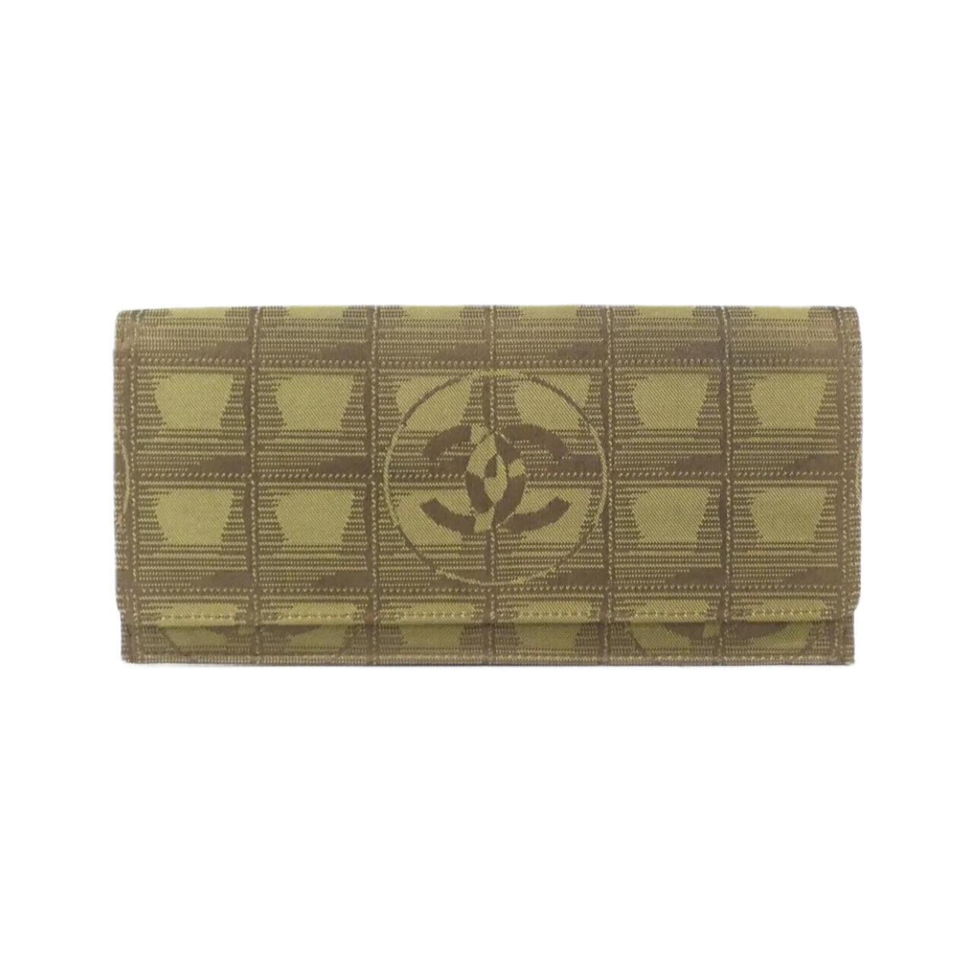 Chanel Khaki Travel Line Long Wallet (Bi-Fold) (Pre-Owned)
