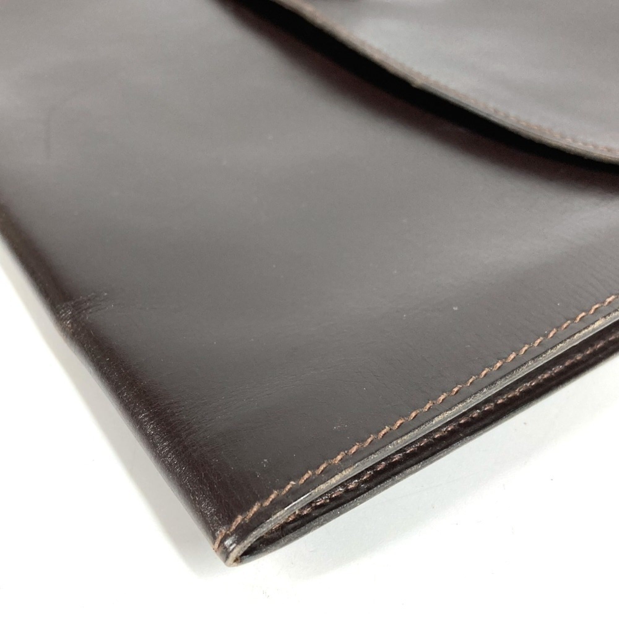 Hermes Pochette Rio Brown Leather Clutch Bag Handbag Pochette Pouch (Pre-Owned)