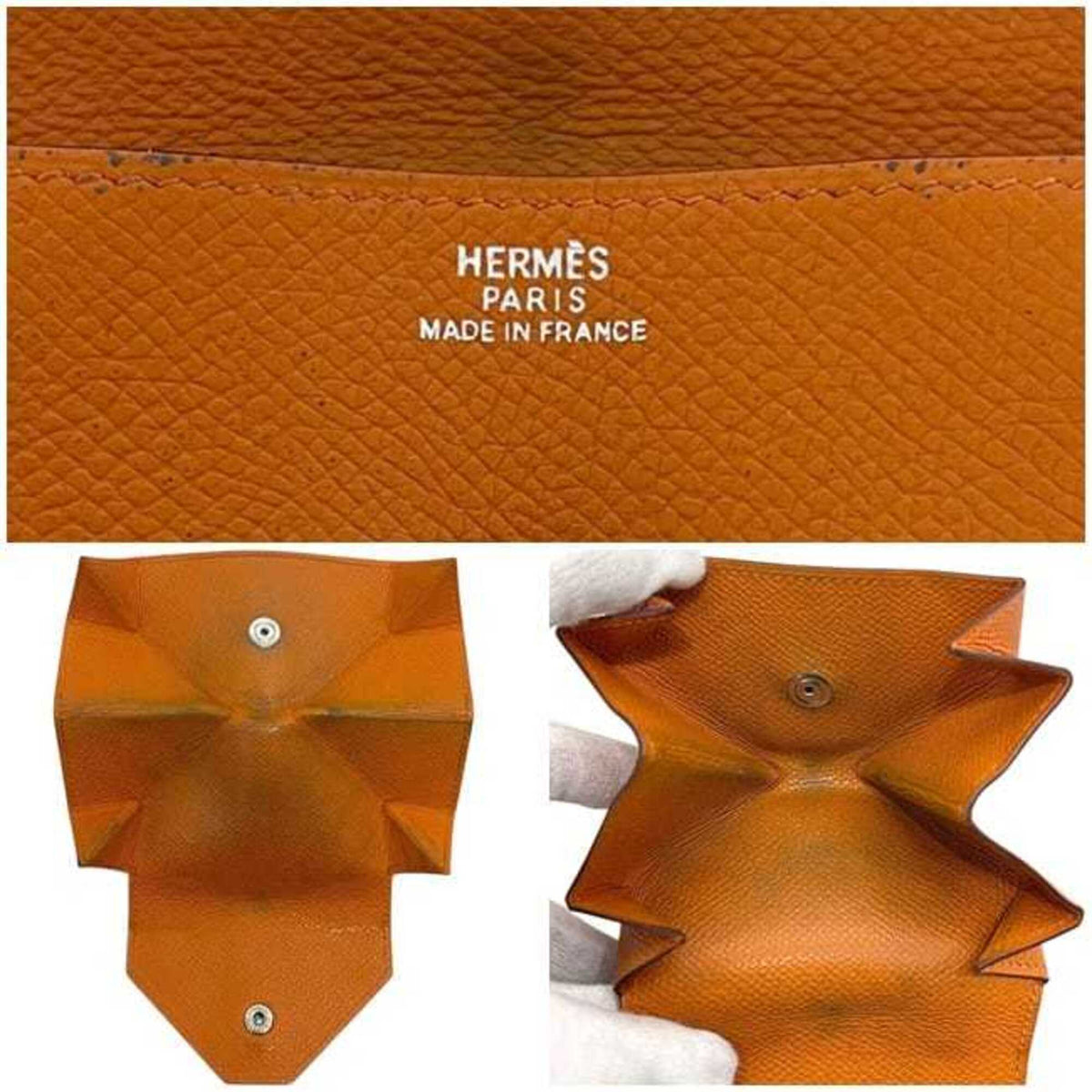 Hermes Orange Leather Epsom Leather Coin Purse/Coin Case (Pre-Owned)