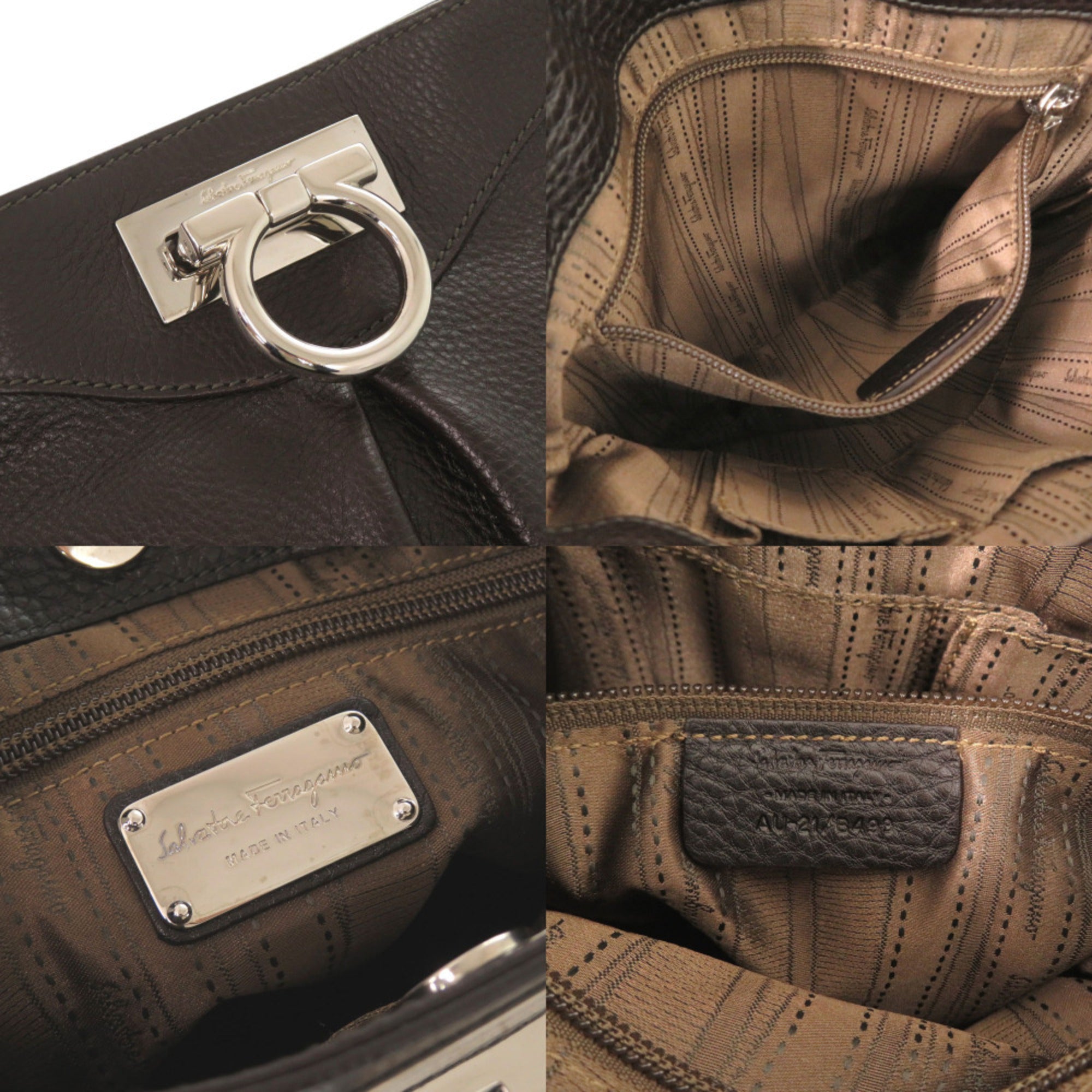 Salvatore Ferragamo Brown Leather Shoulder Bag (Pre-Owned)