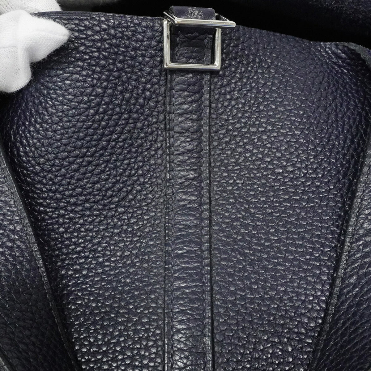 Hermes Navy Taurillon Clemence Leather Handbag (Pre-Owned)