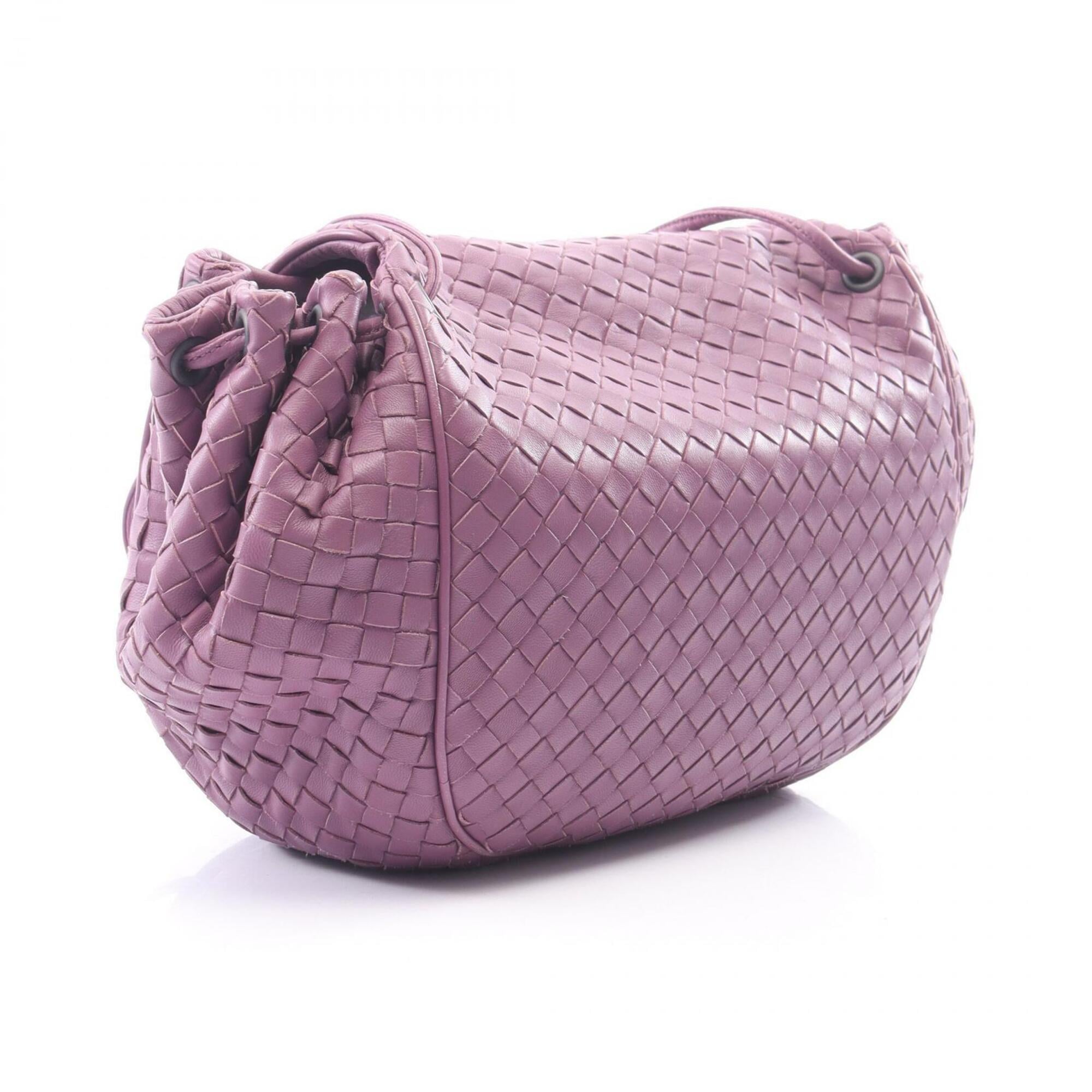 Bottega Veneta Purple Leather Handbag Shoulder Bag (Pre-Owned)