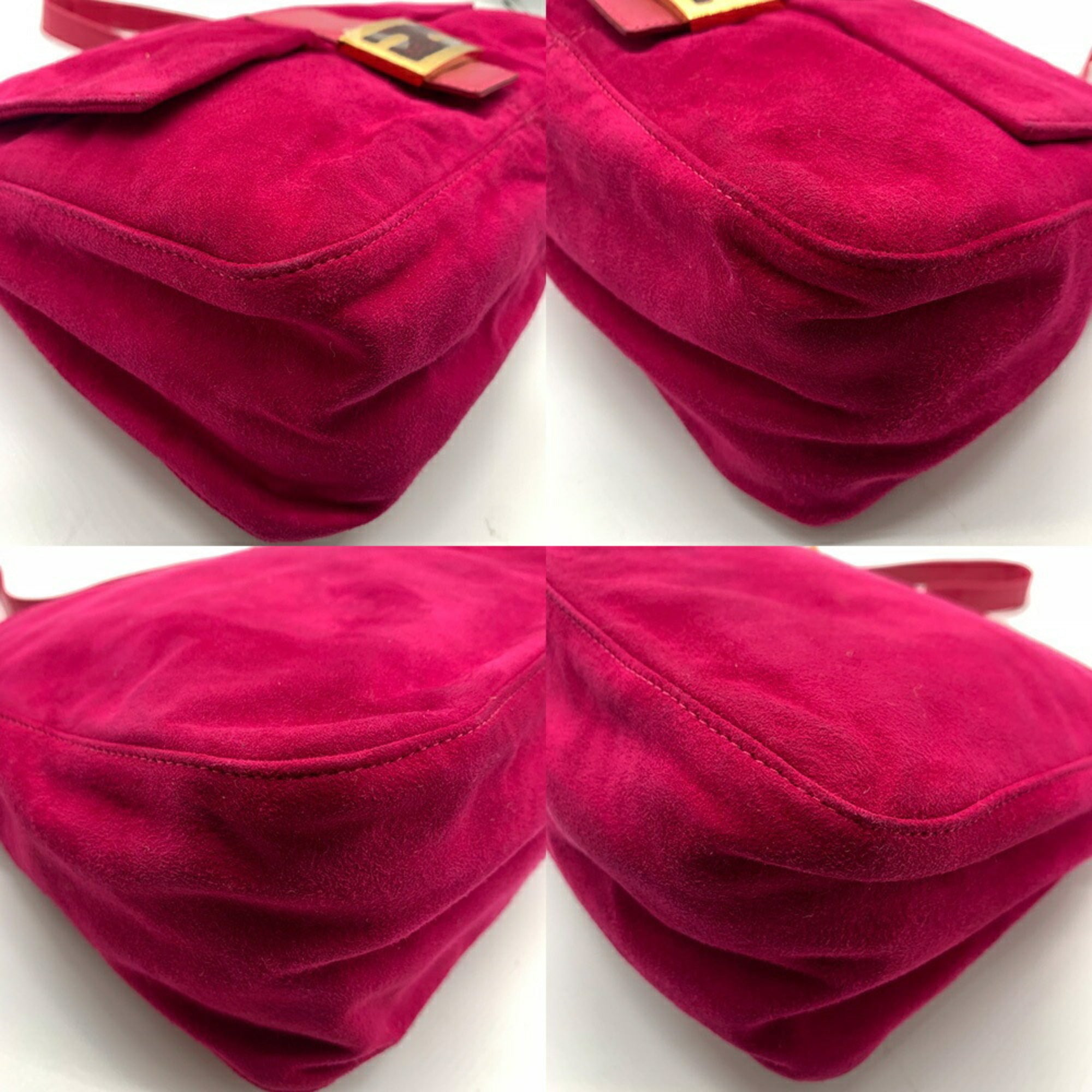 Fendi Pink Pink Red Suede Leather Handbag (Pre-Owned)