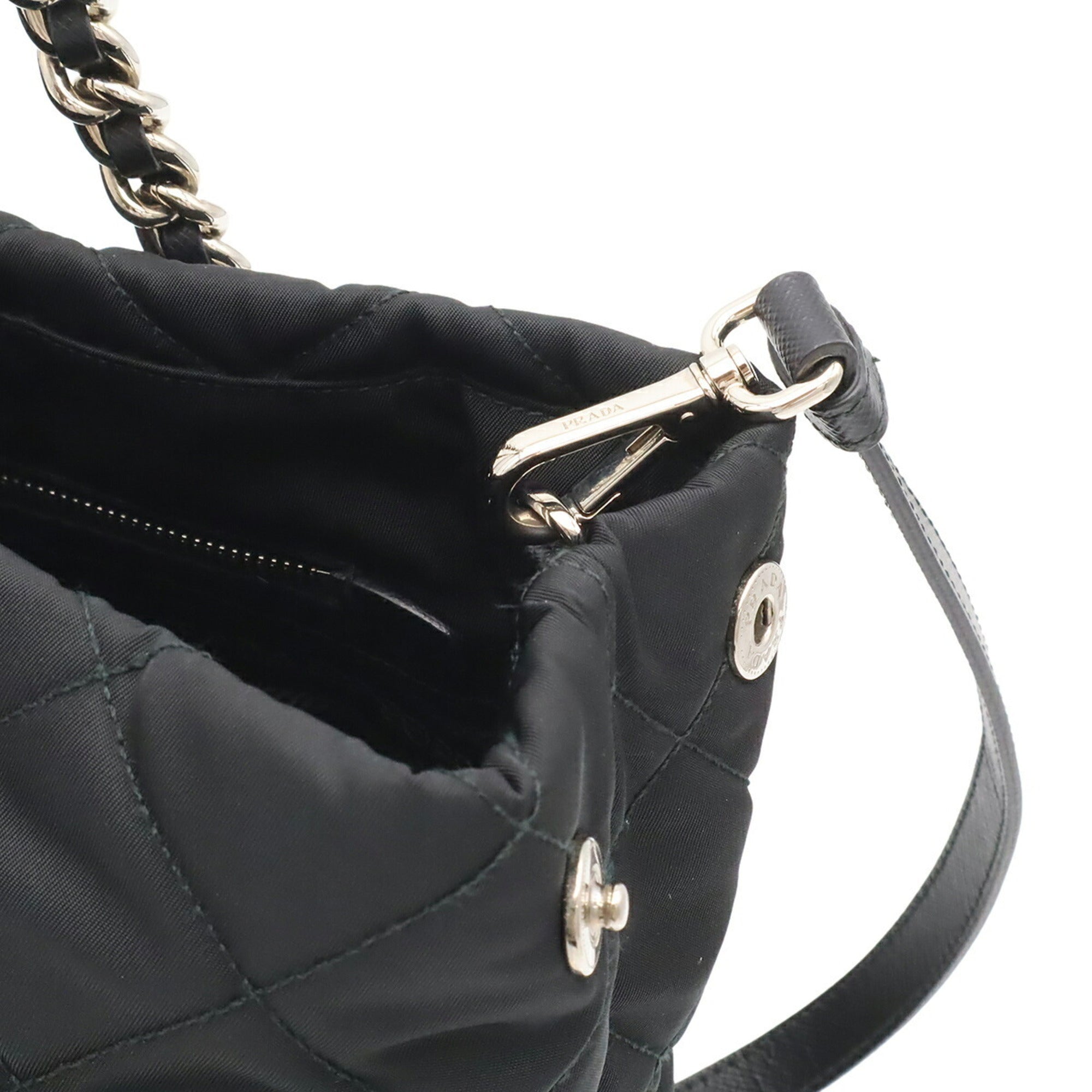 Prada Black Nero Nylon Leather Shoulder Bag (Pre-Owned)