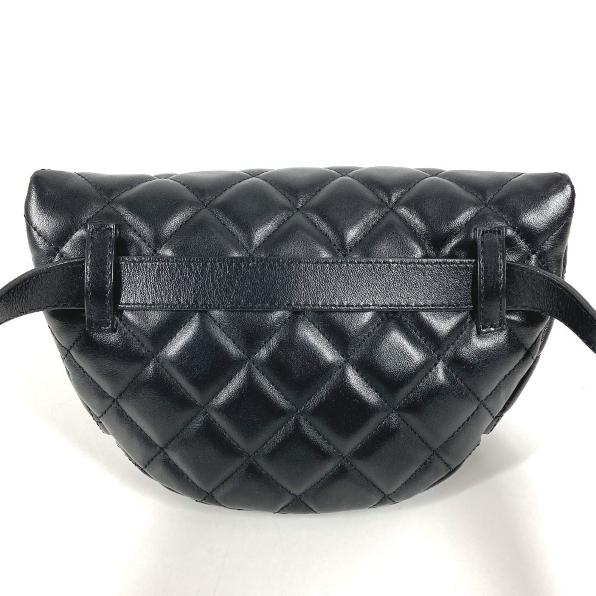 Chanel Matelasse Black Leather Fanny Pack Shoulder Bag (Pre-Owned)