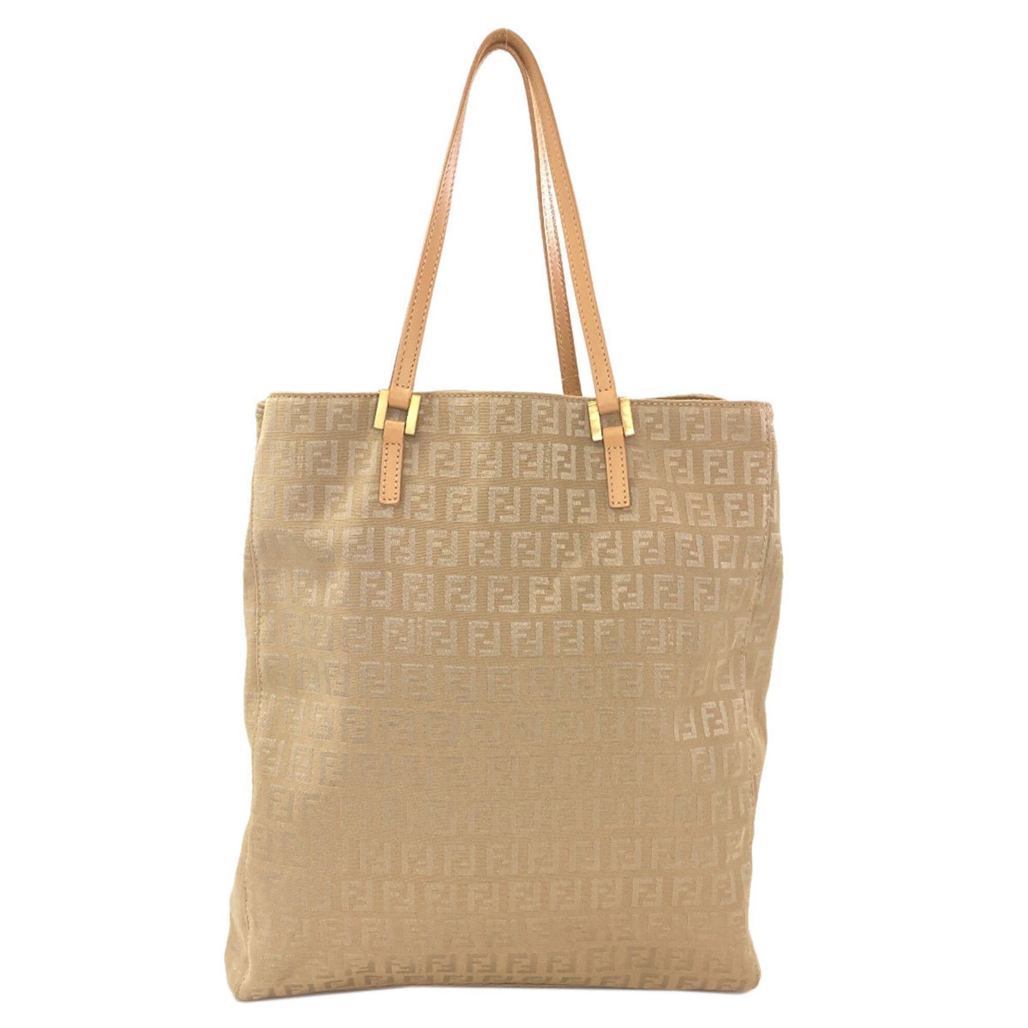 Fendi Zucca Beige Canvas Tote Bag (Pre-Owned)