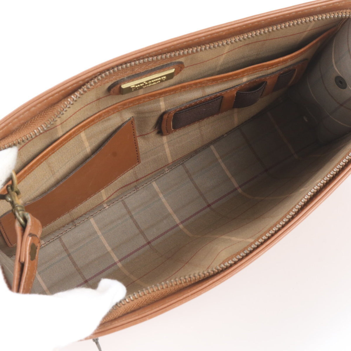 Burberry Camel Leather Clutch Bag Pouch (Pre-Owned)
