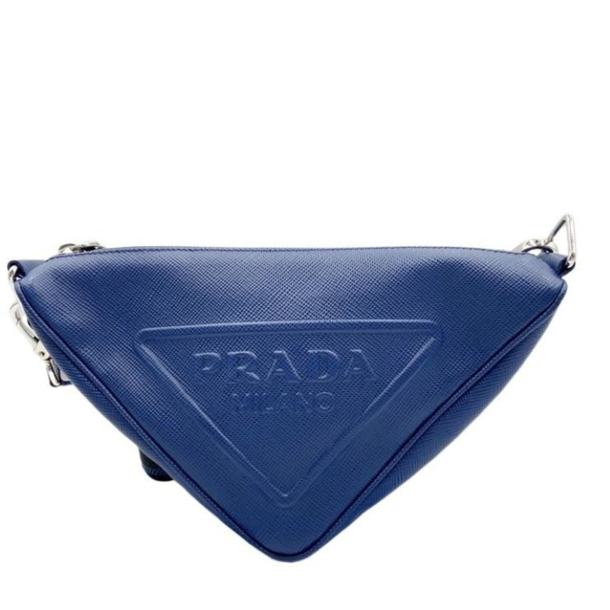 Prada Blue Leather Pochette Shoulder Bag (Pre-Owned)