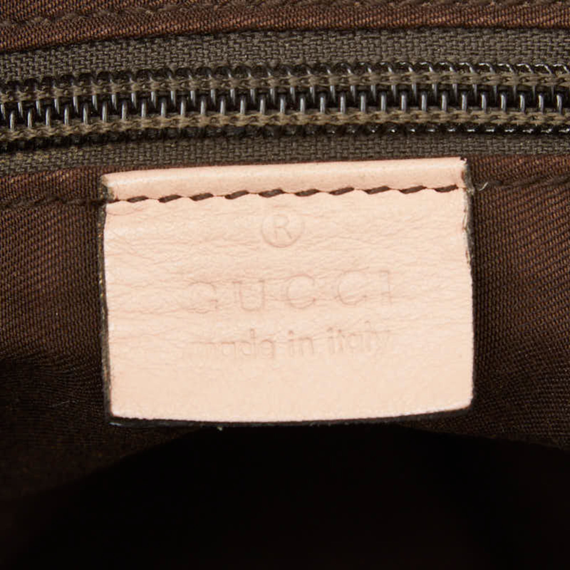 Gucci Beige Pink Canvas Leather Tote Bag (Pre-Owned)
