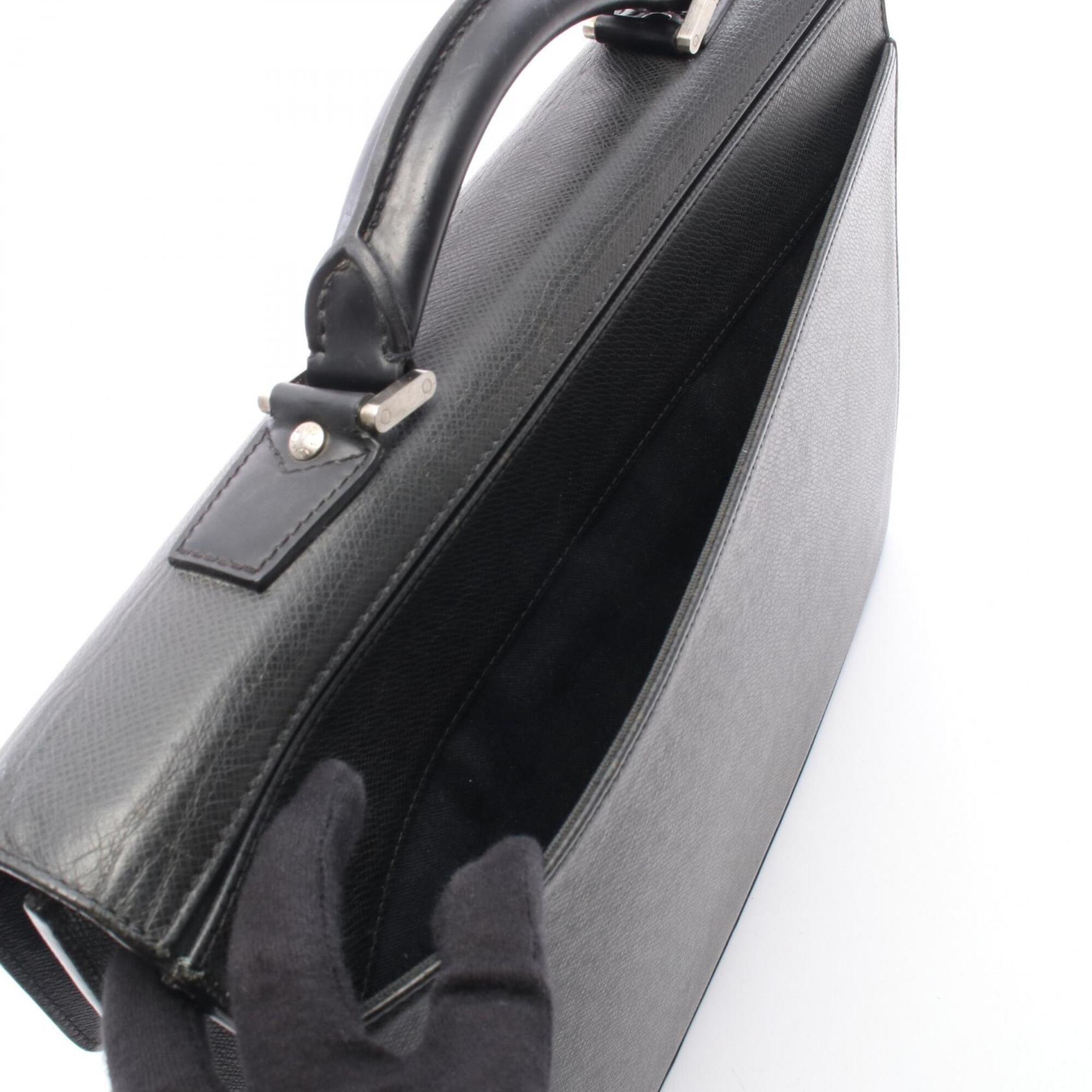Louis Vuitton Ardoise Black Gray Taiga Leather Leather Handbag (Pre-Owned)