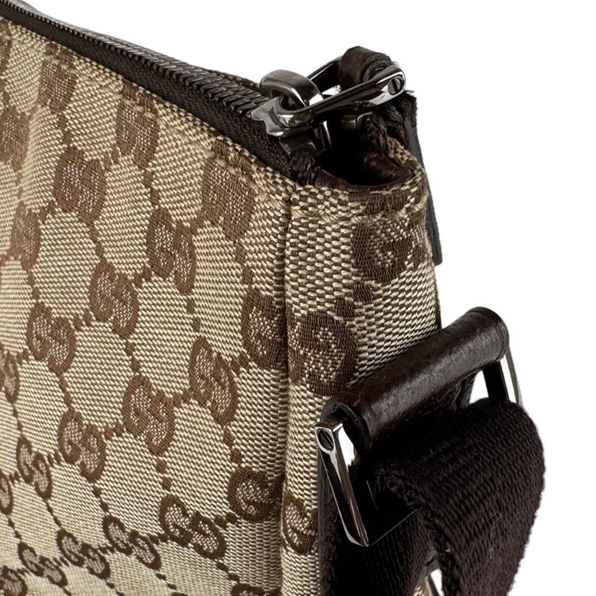 Gucci Brown Brown Gg Gg Canvas Leather Shoulder Bag (Pre-Owned)