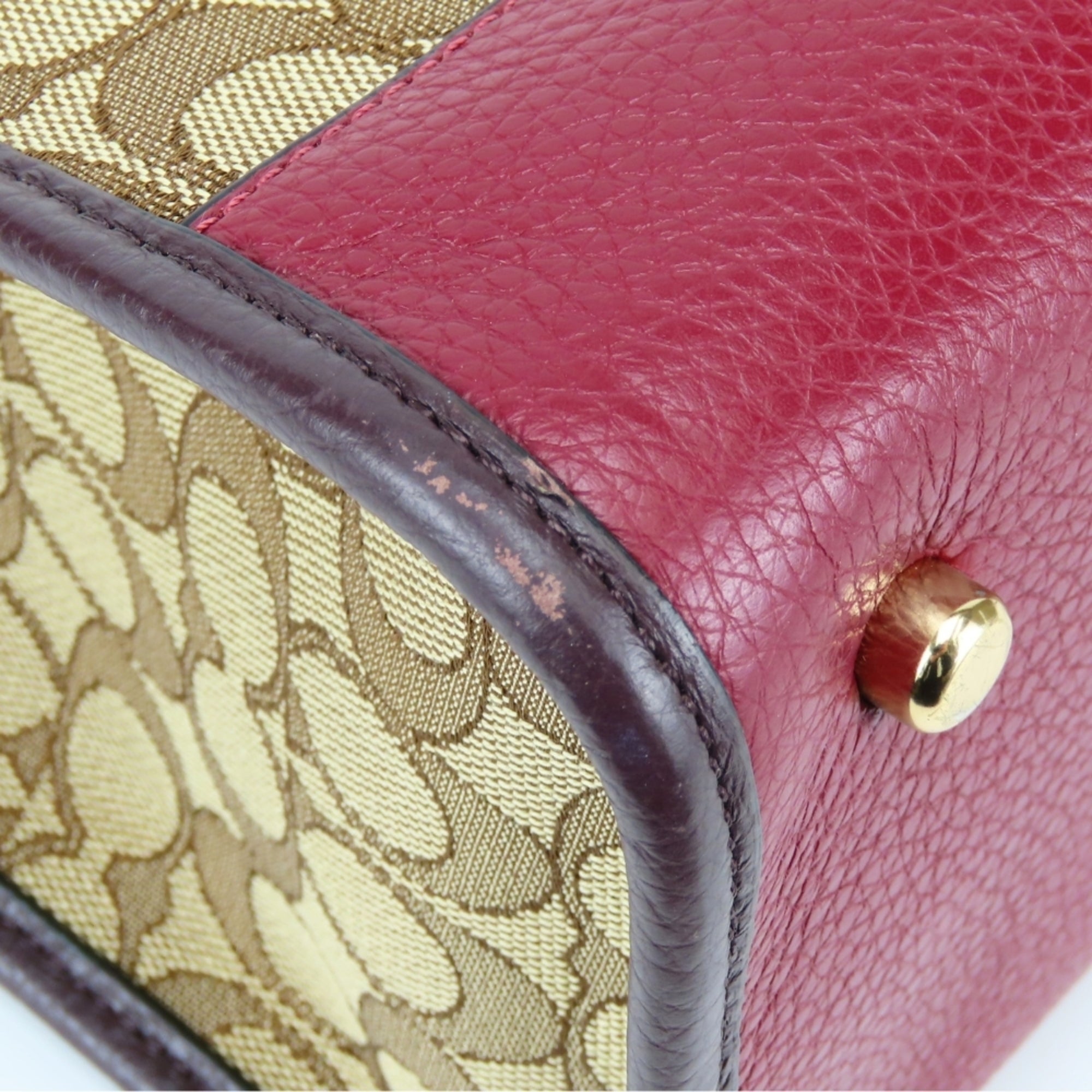 Coach Signature Bordeaux Brown Canvas Leather Tote Bag (Pre-Owned)