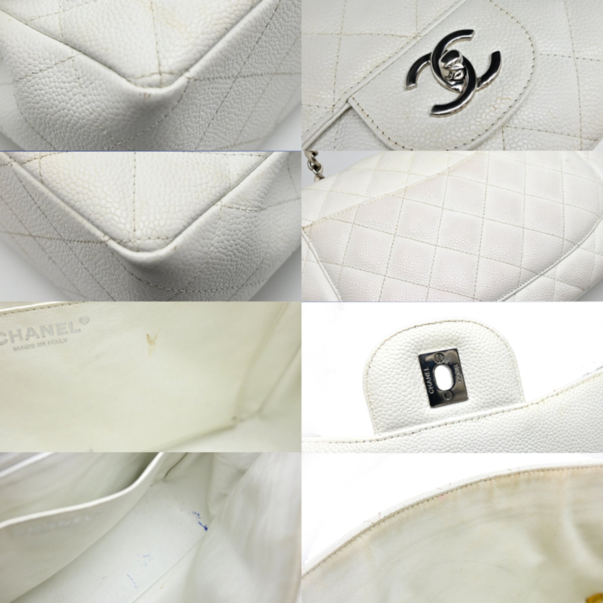 Chanel White Grained Calfskin Shoulder Bag (Pre-Owned)