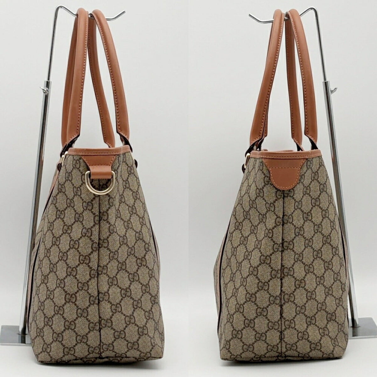 Gucci Gg Plus Beige Brown Pvc Leather Handbag Tote Bag (Pre-Owned)