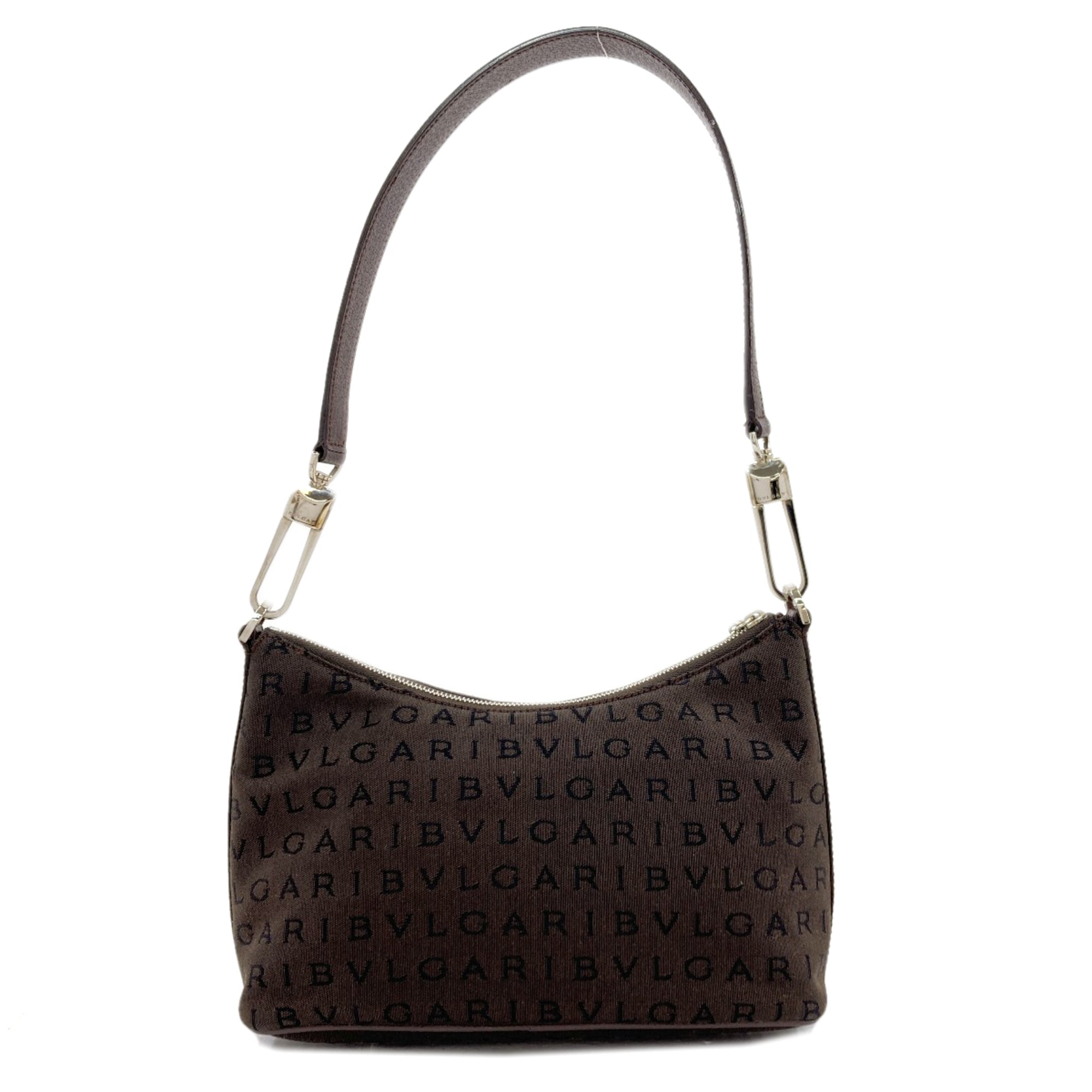 Bvlgari Logomania Brown Canvas Shoulder Bag (Pre-Owned)