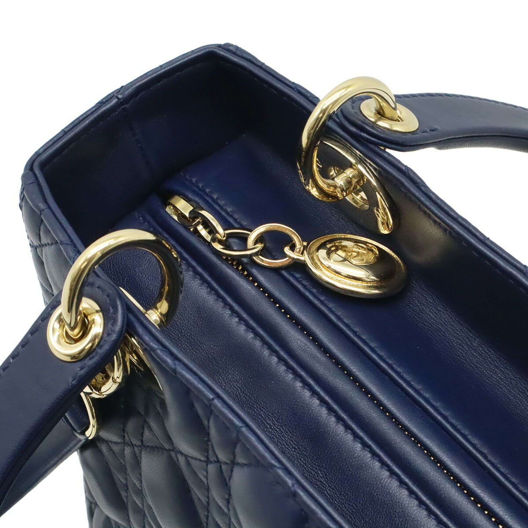 Christian Dior Navy Leather Handbag Shoulder Bag (Pre-Owned)
