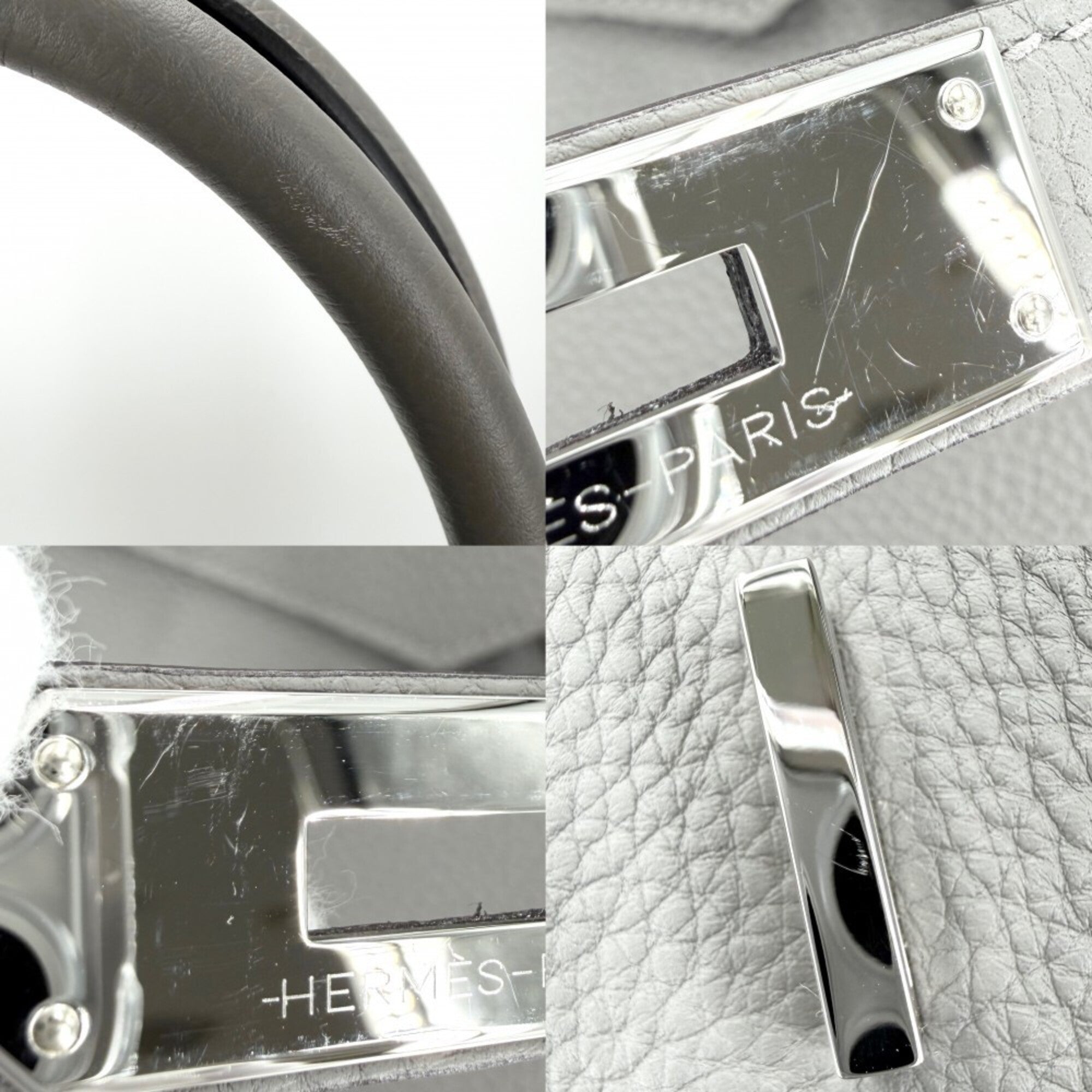 Hermes Gray Togo Leather Handbag (Pre-Owned)