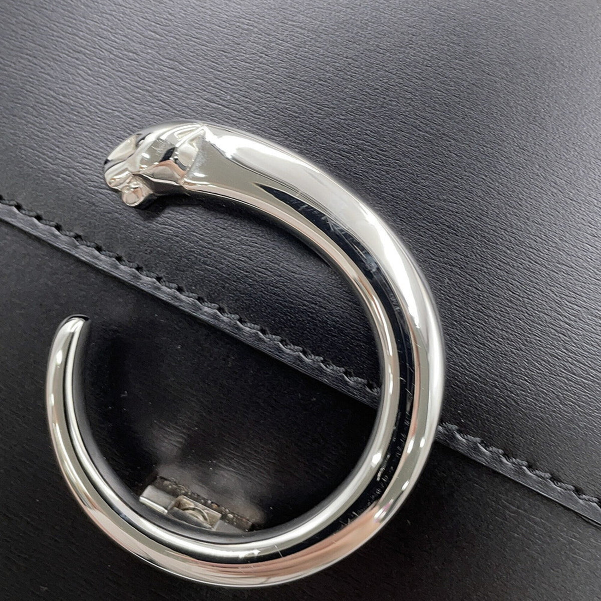 Cartier Black Leather Handbag Shoulder Bag (Pre-Owned)