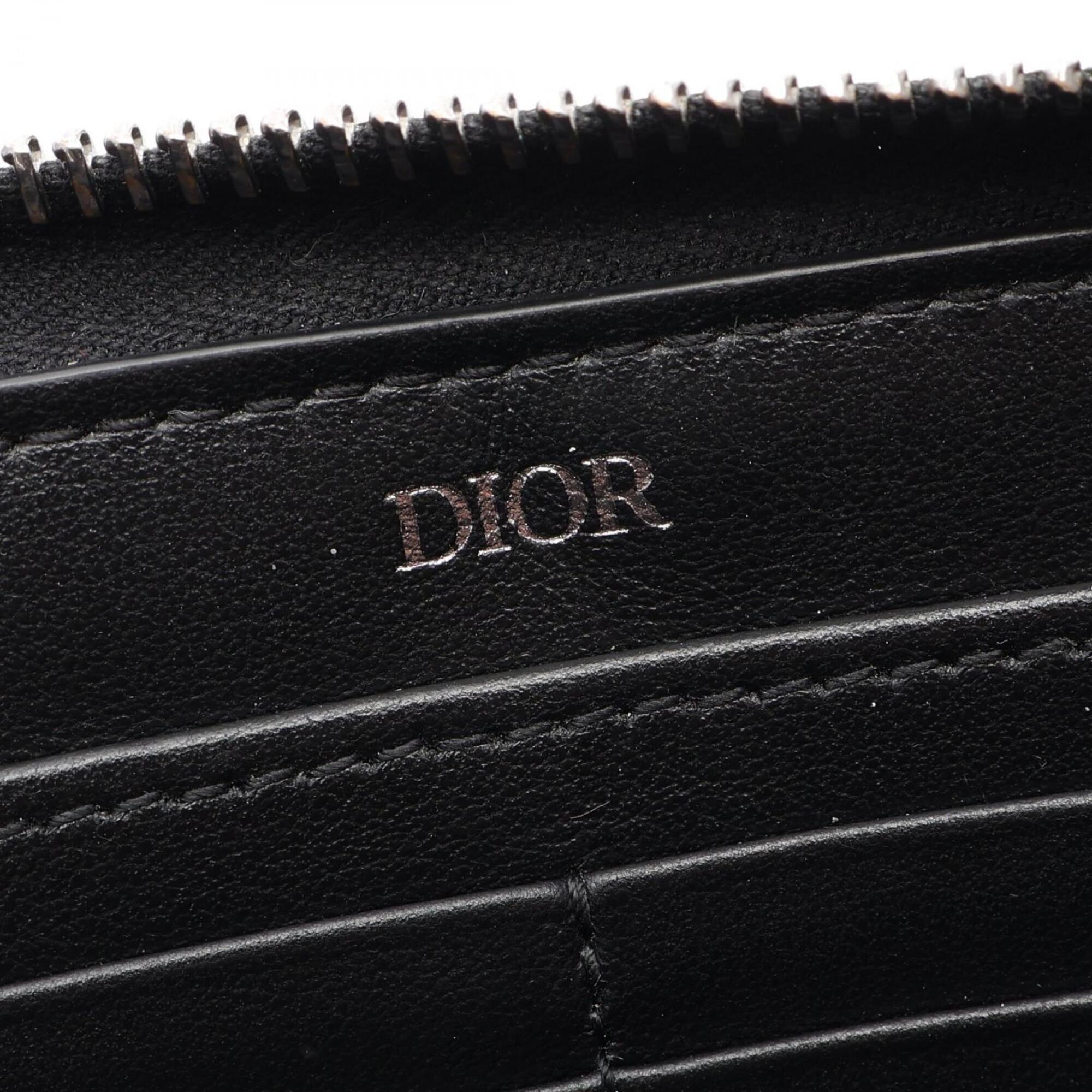 Christian Dior Beige Navy Canvas Long Wallet (Bi-Fold) (Pre-Owned)