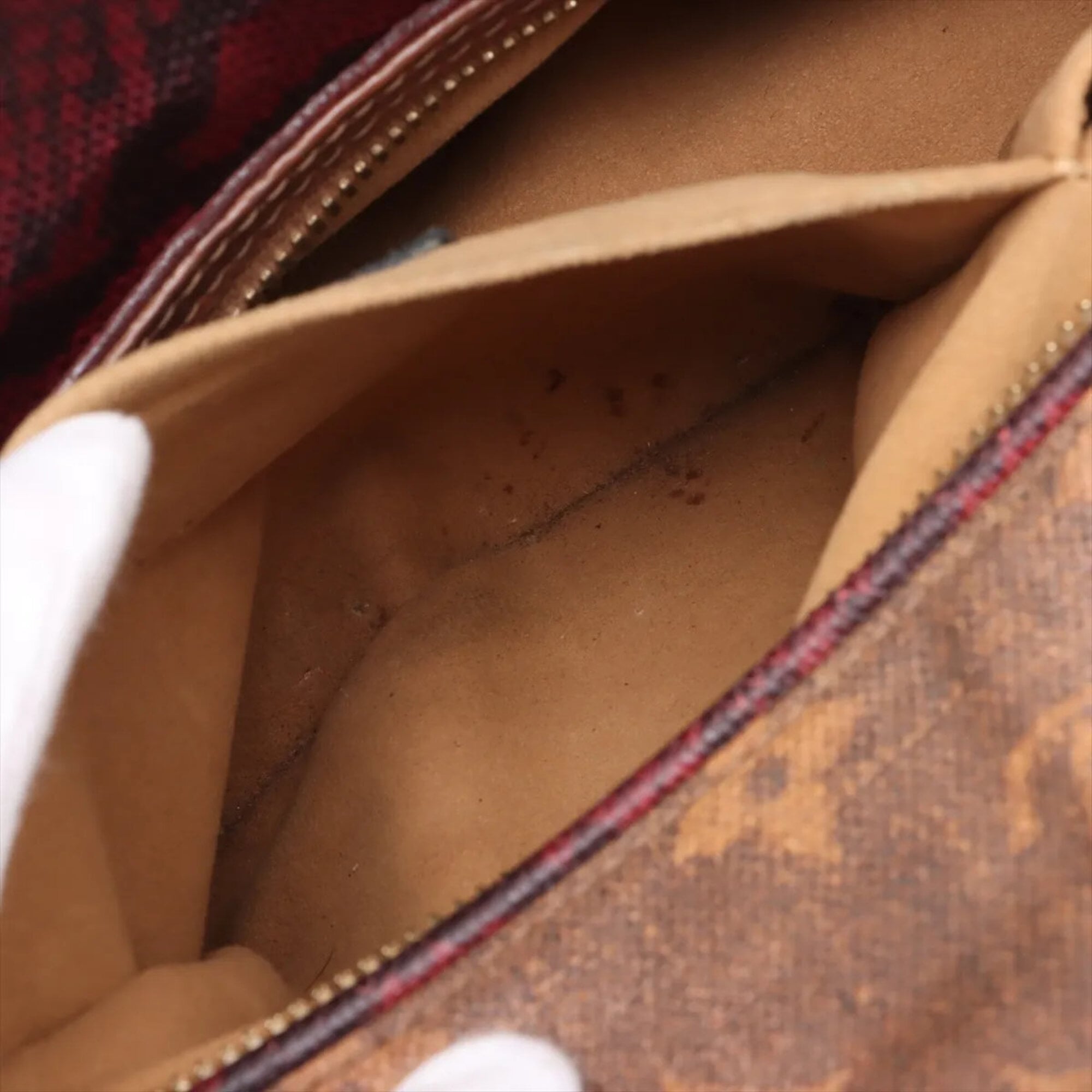 Louis Vuitton Brown Leather Coated Canvas Handbag Tote Bag (Pre-Owned)