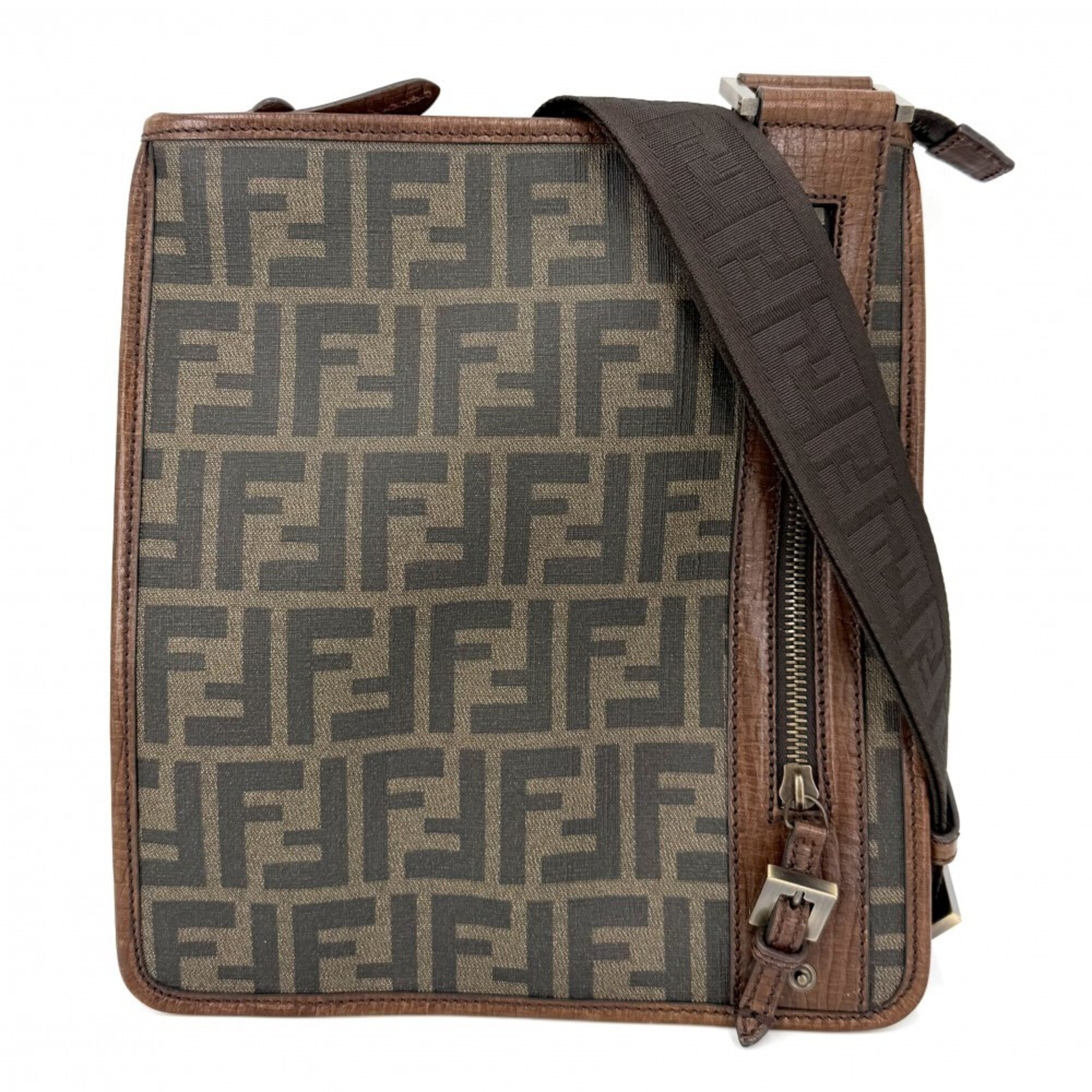 Fendi Zucca Brown Zucca Shoulder Bag (Pre-Owned)